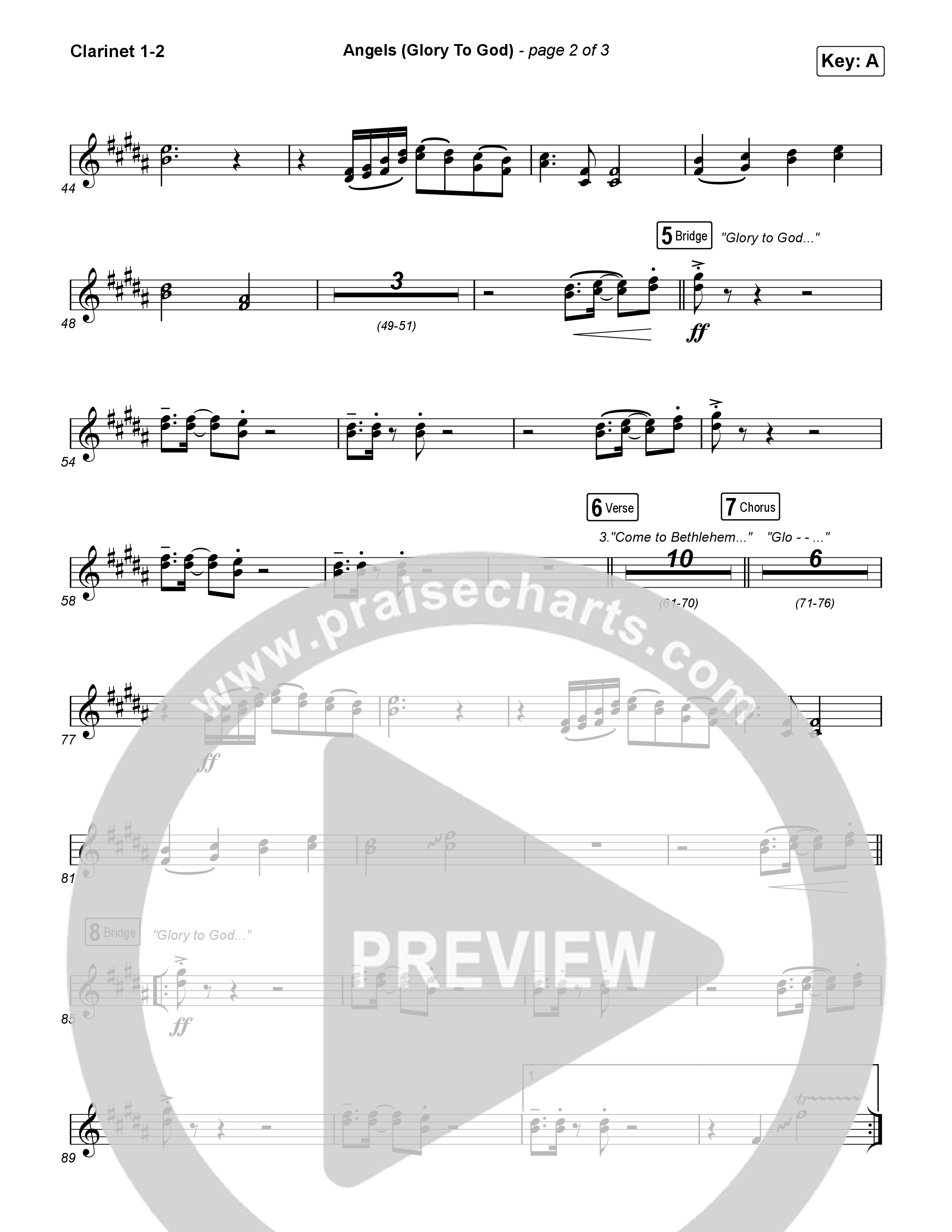 Angels (Glory To God) Clarinet 1,2 (Phil Wickham)