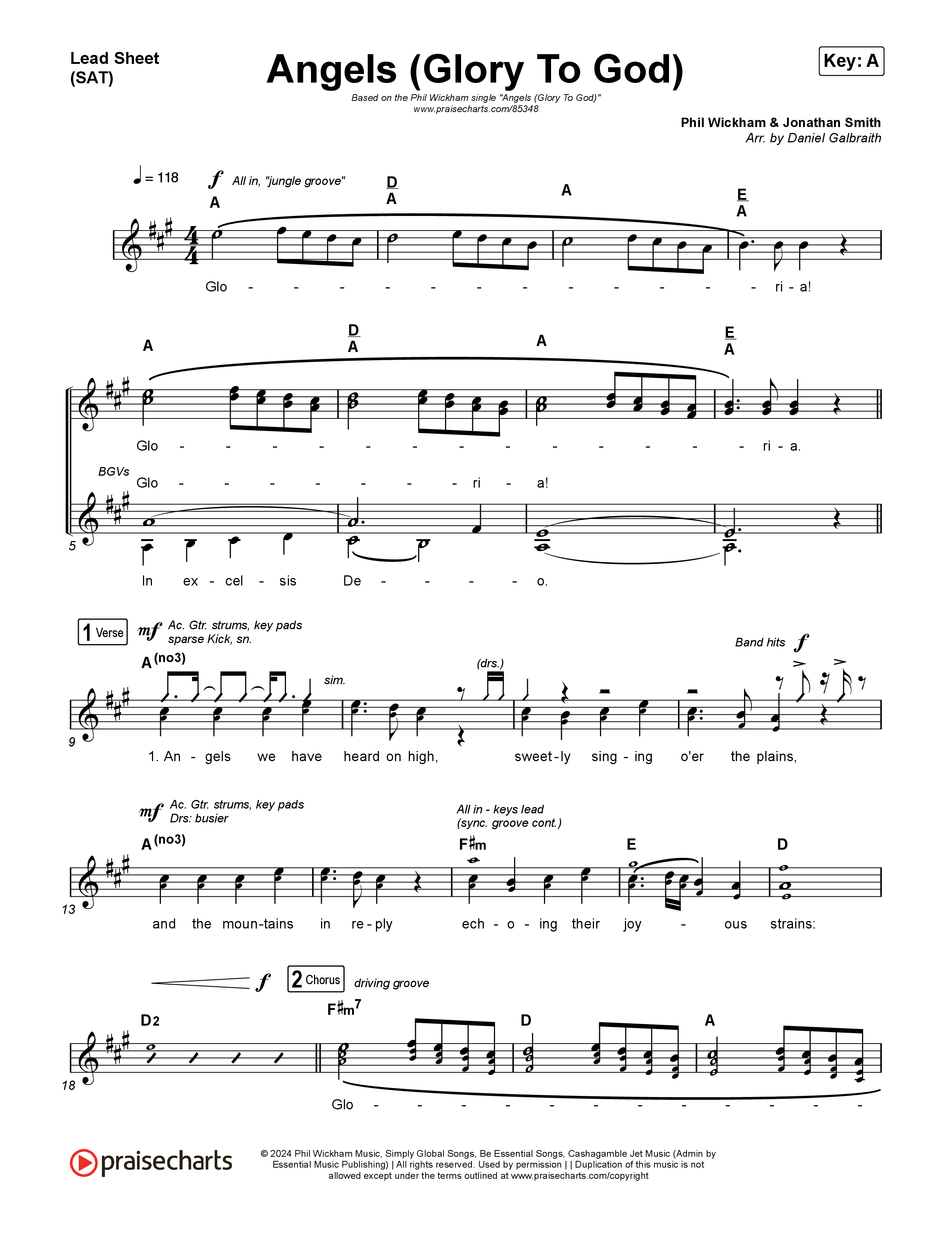Angels (Glory To God) Lead Sheet (SAT) (Phil Wickham)