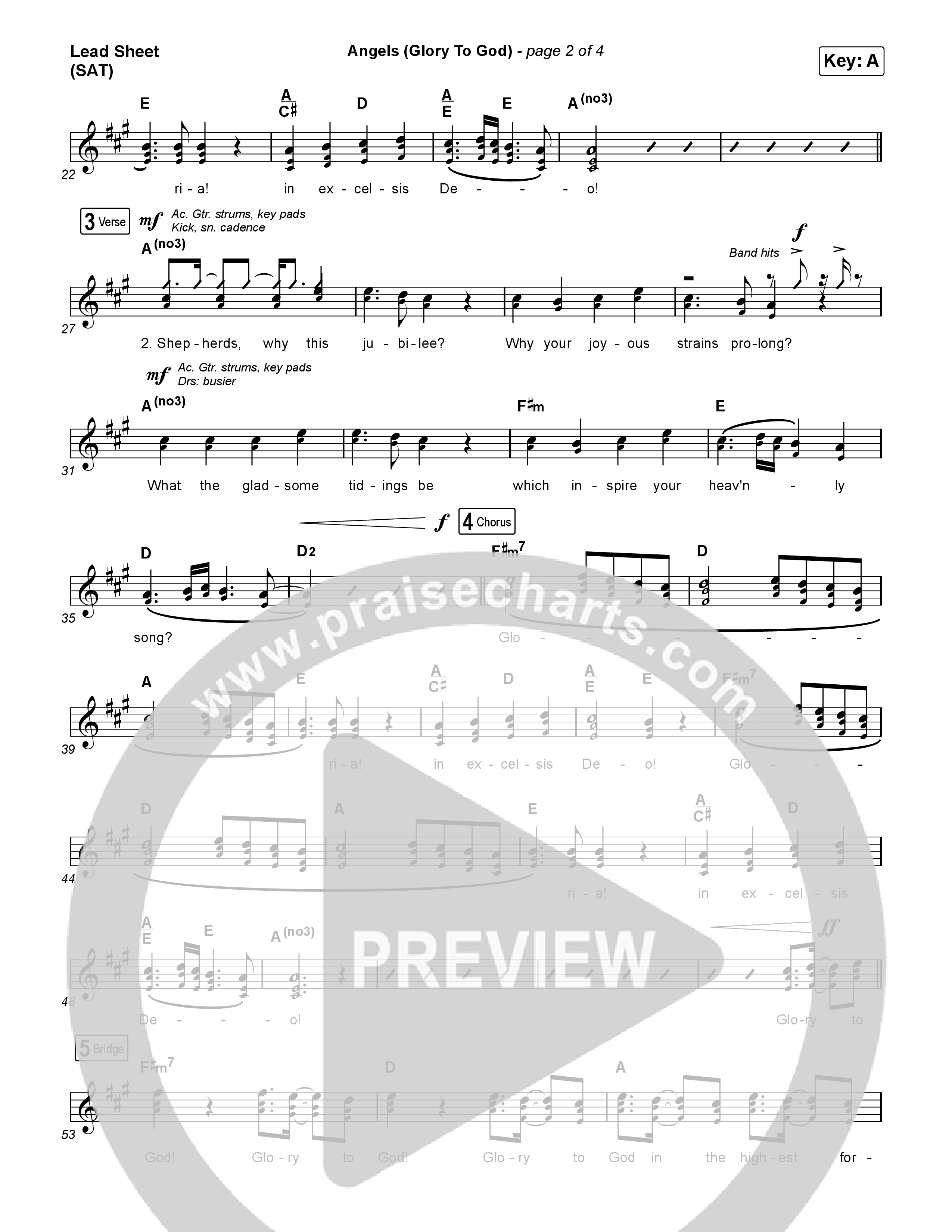 Angels (Glory To God) Lead Sheet (SAT) (Phil Wickham)