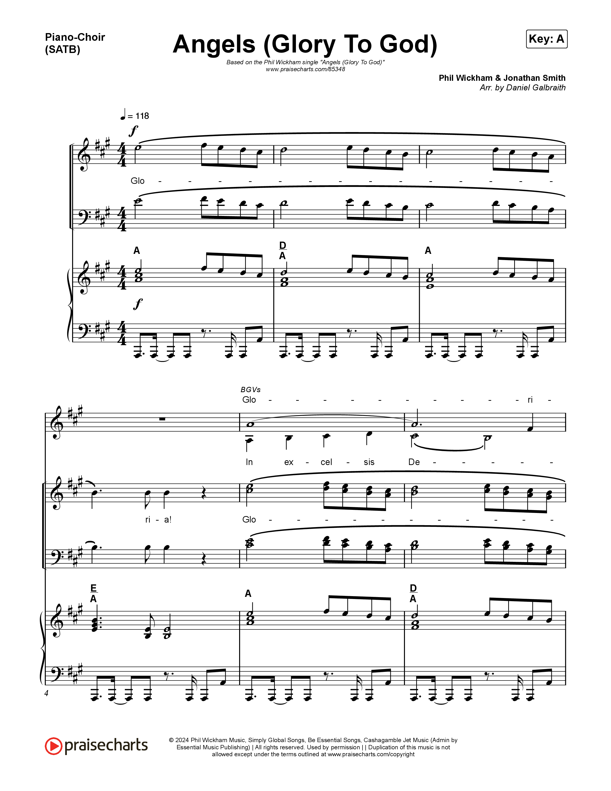Angels (Glory To God) Piano/Vocal (SATB) (Phil Wickham)