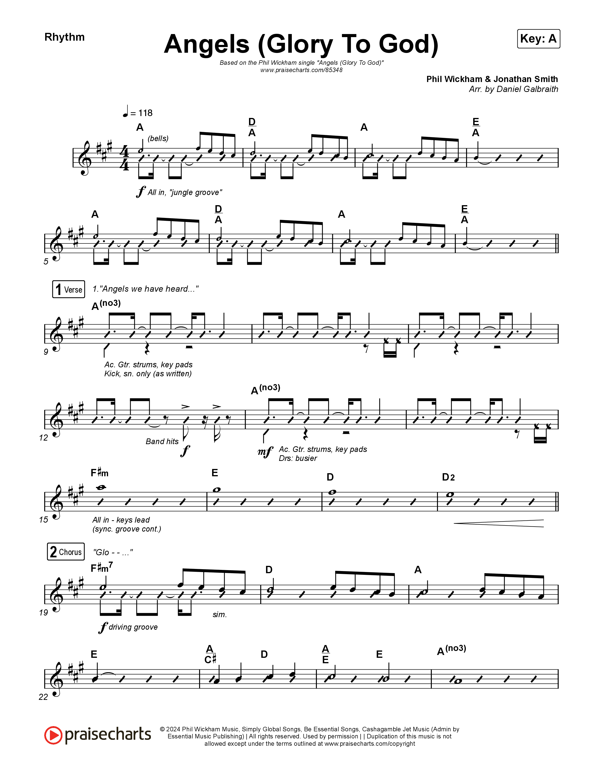 Angels (Glory To God) Rhythm Chart (Phil Wickham)