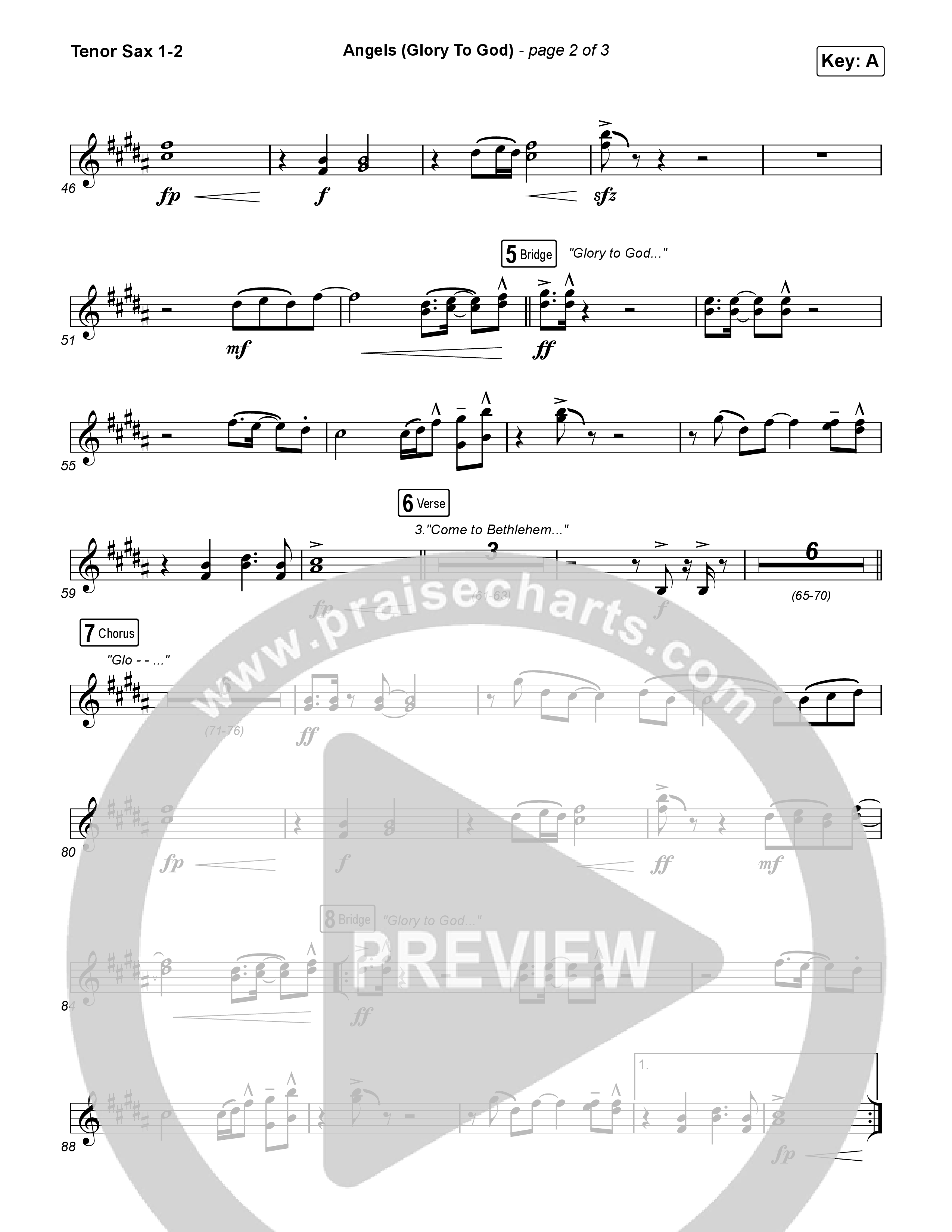 Angels (Glory To God) Tenor Sax 1,2 (Phil Wickham)