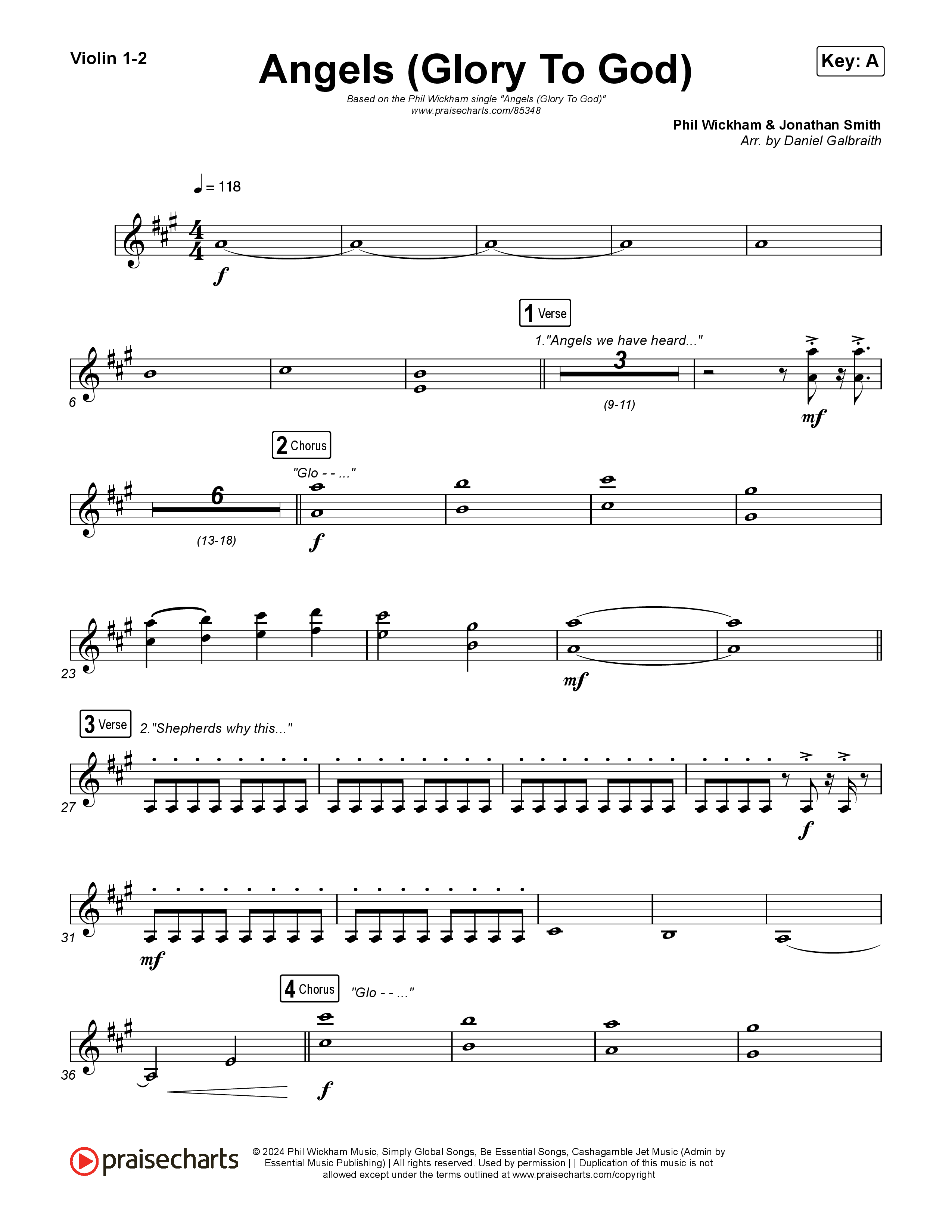 Angels (Glory To God) Violin 1,2 (Phil Wickham)