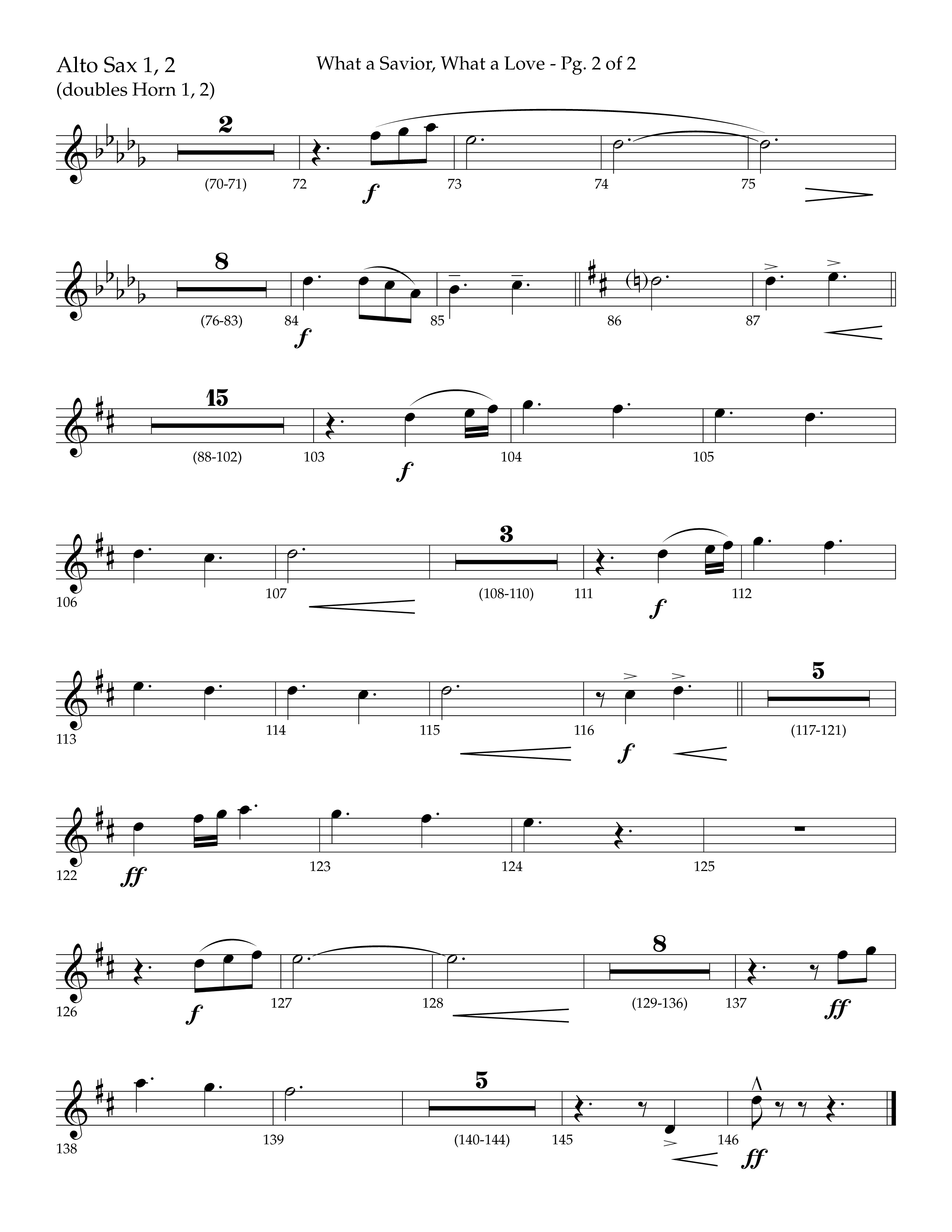 What A Savior What A Love (with Joy To The World, Hark The Herald Angels, Angels From The Realms) (Choral Anthem SATB) Alto Sax 1/2 (Lifeway Choral / Arr. John Bolin / Arr. Don Koch)