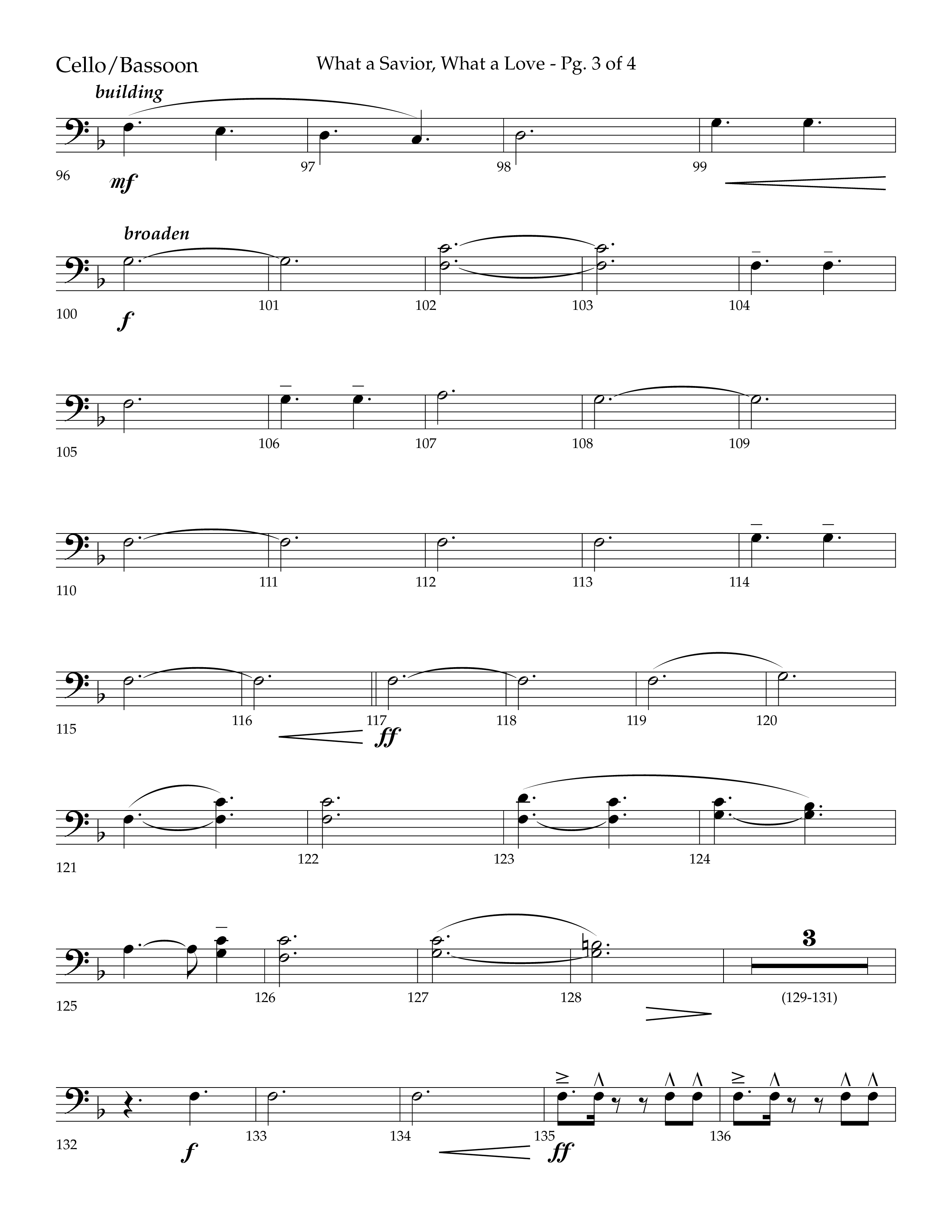 What A Savior What A Love (with Joy To The World, Hark The Herald Angels, Angels From The Realms) (Choral Anthem SATB) Cello (Lifeway Choral / Arr. John Bolin / Arr. Don Koch)