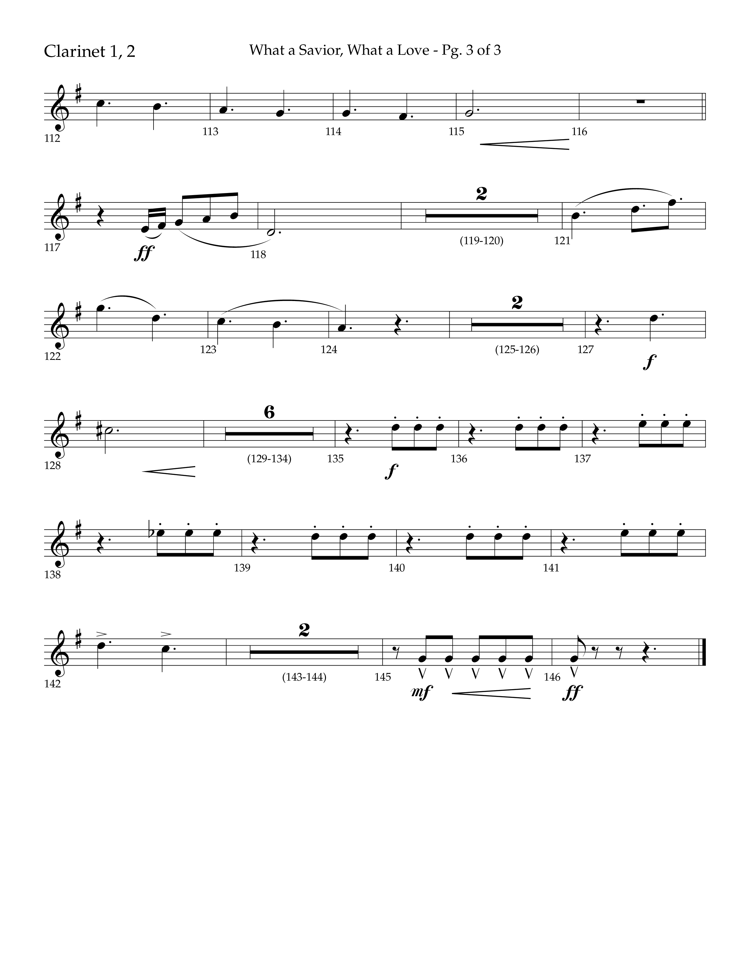 What A Savior What A Love (with Joy To The World, Hark The Herald Angels, Angels From The Realms) (Choral Anthem SATB) Clarinet 1/2 (Lifeway Choral / Arr. John Bolin / Arr. Don Koch)