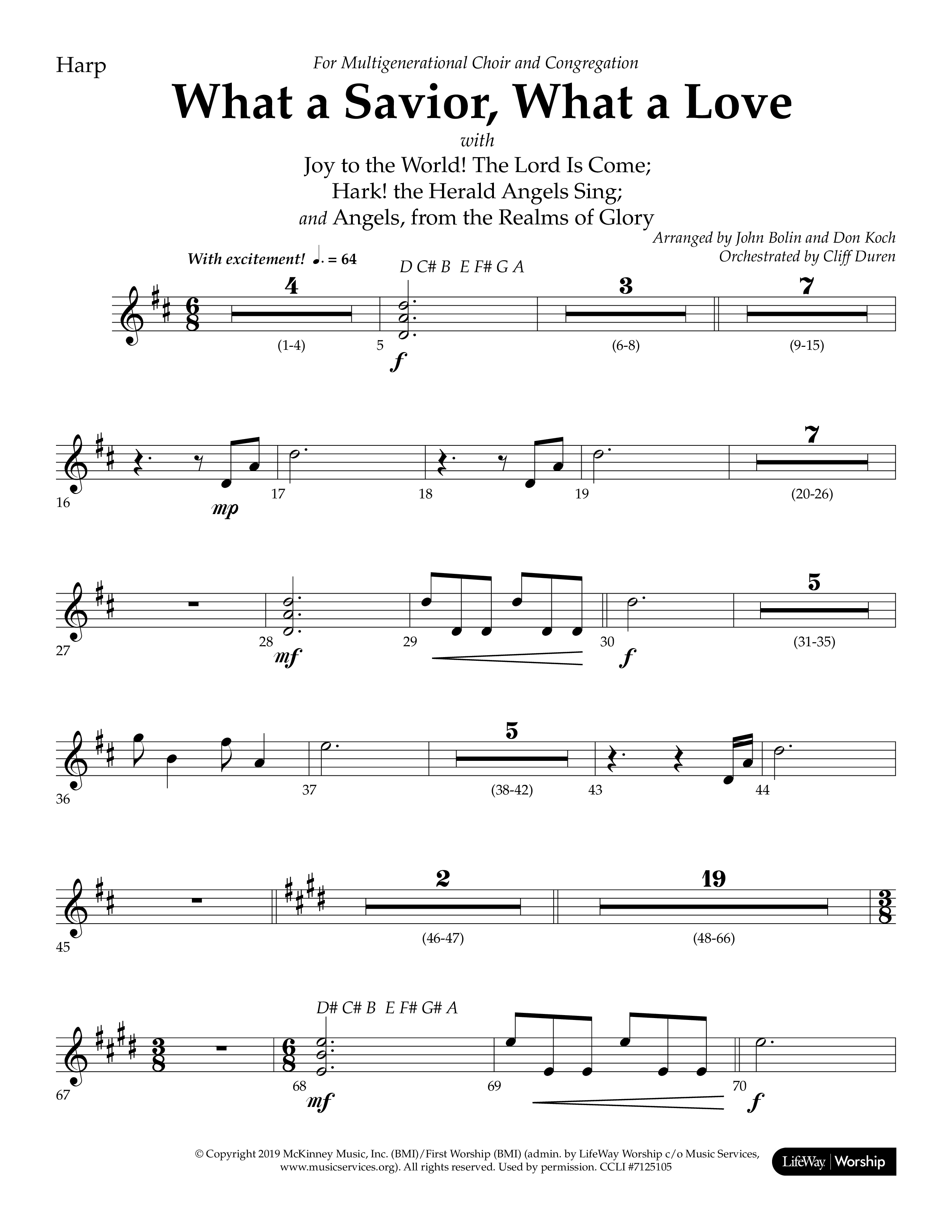What A Savior What A Love (with Joy To The World, Hark The Herald Angels, Angels From The Realms) (Choral Anthem SATB) Harp (Lifeway Choral / Arr. John Bolin / Arr. Don Koch)
