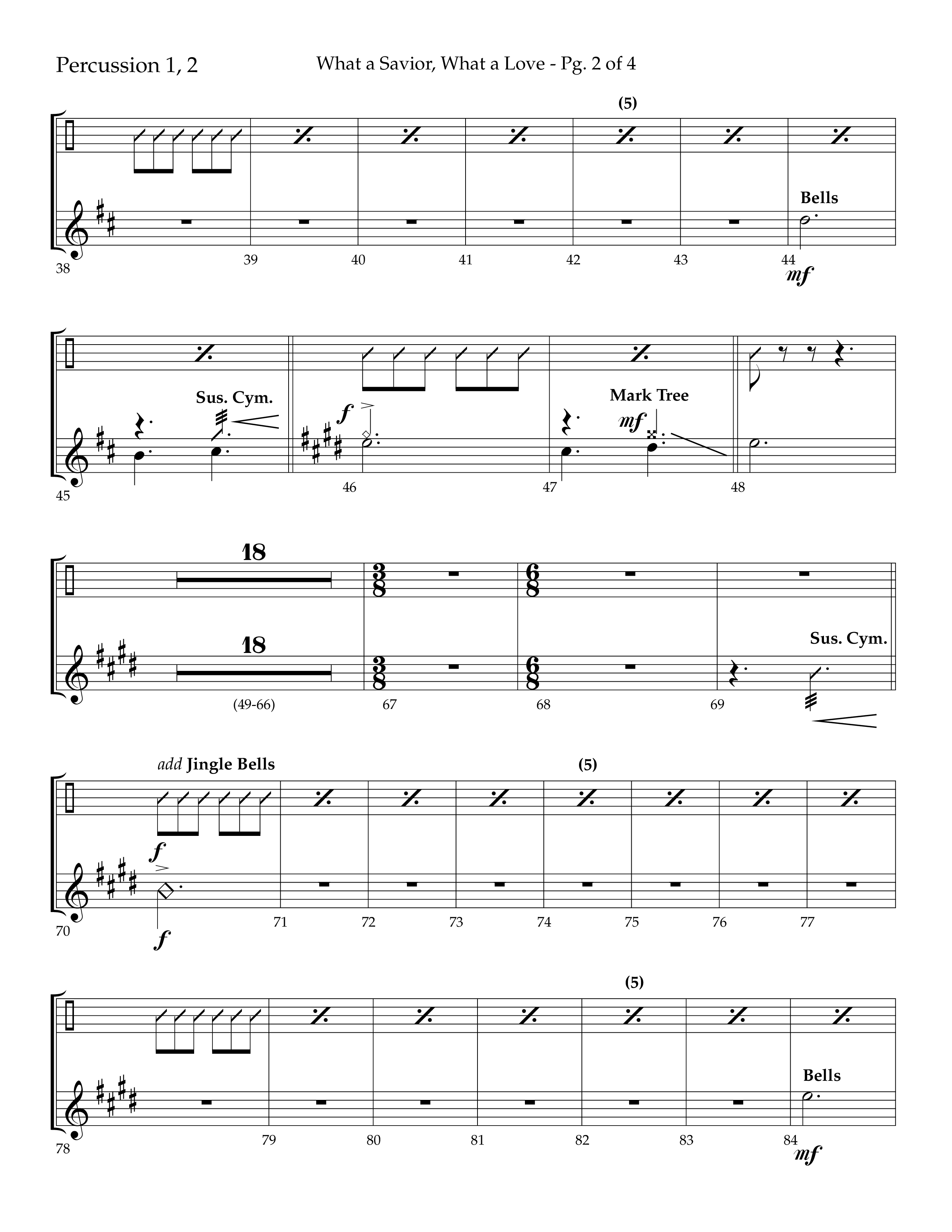 What A Savior What A Love (with Joy To The World, Hark The Herald Angels, Angels From The Realms) (Choral Anthem SATB) Percussion 1/2 (Lifeway Choral / Arr. John Bolin / Arr. Don Koch)