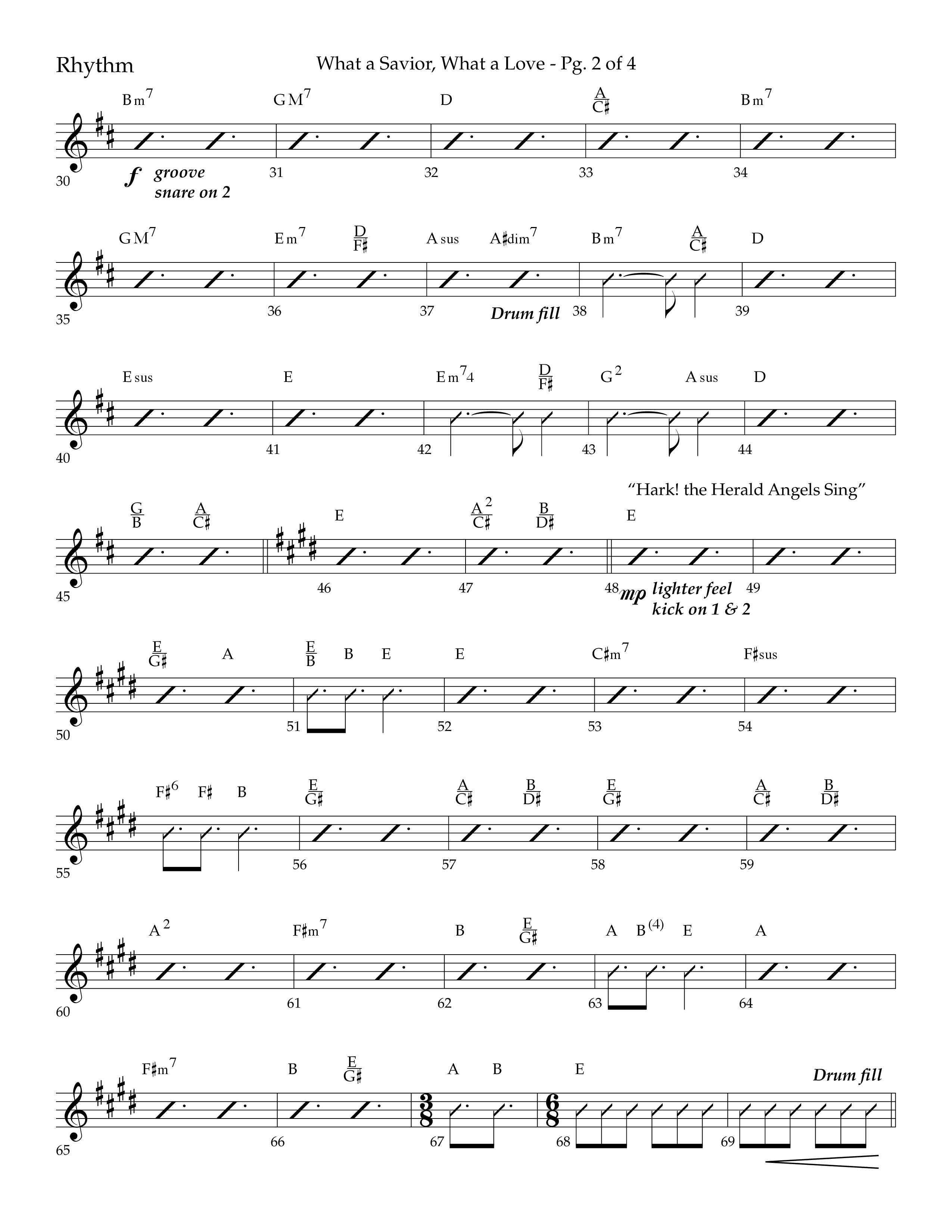 What A Savior What A Love (with Joy To The World, Hark The Herald Angels, Angels From The Realms) (Choral Anthem SATB) Rhythm Chart (Lifeway Choral / Arr. John Bolin / Arr. Don Koch)