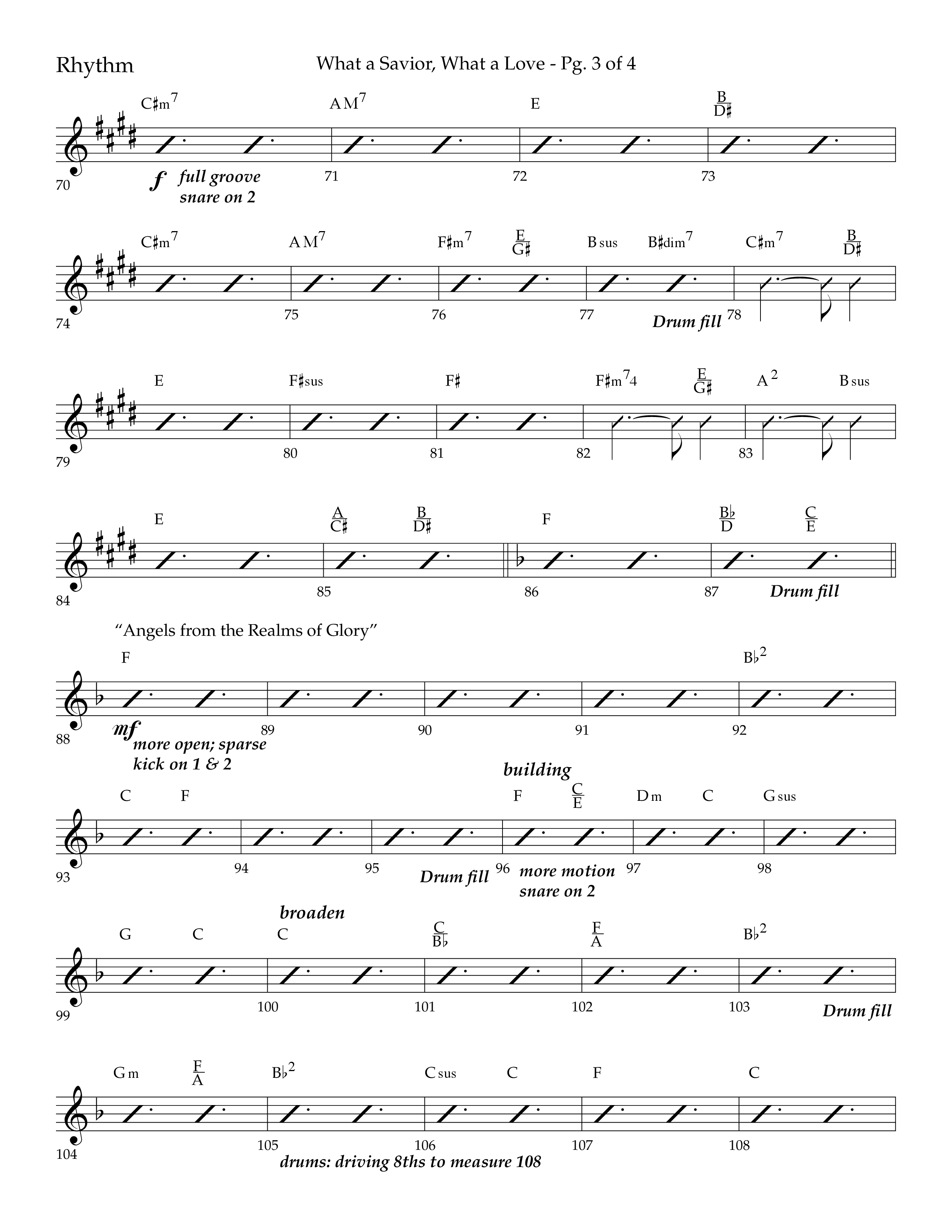 What A Savior What A Love (with Joy To The World, Hark The Herald Angels, Angels From The Realms) (Choral Anthem SATB) Rhythm Chart (Lifeway Choral / Arr. John Bolin / Arr. Don Koch)