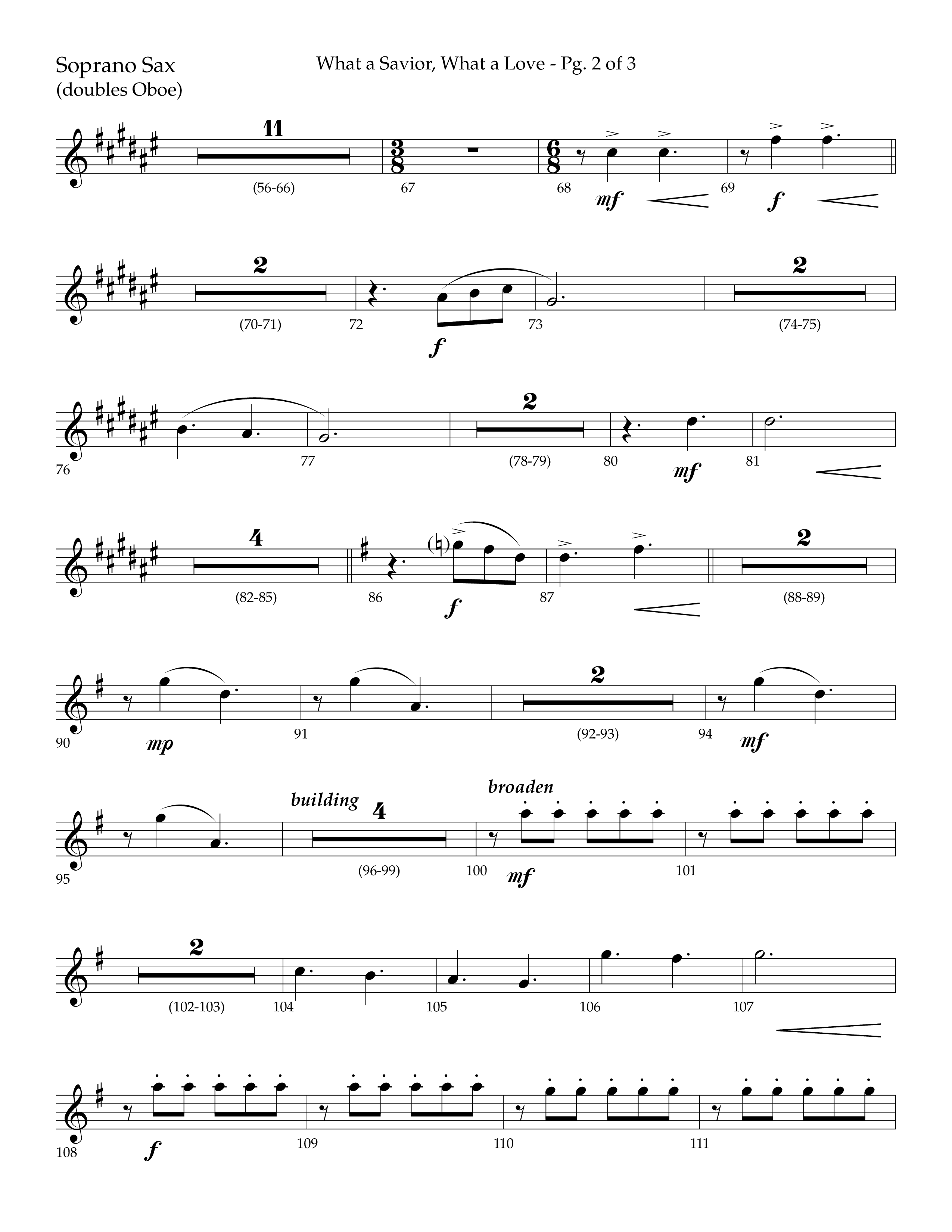 What A Savior What A Love (with Joy To The World, Hark The Herald Angels, Angels From The Realms) (Choral Anthem SATB) Soprano Sax (Lifeway Choral / Arr. John Bolin / Arr. Don Koch)