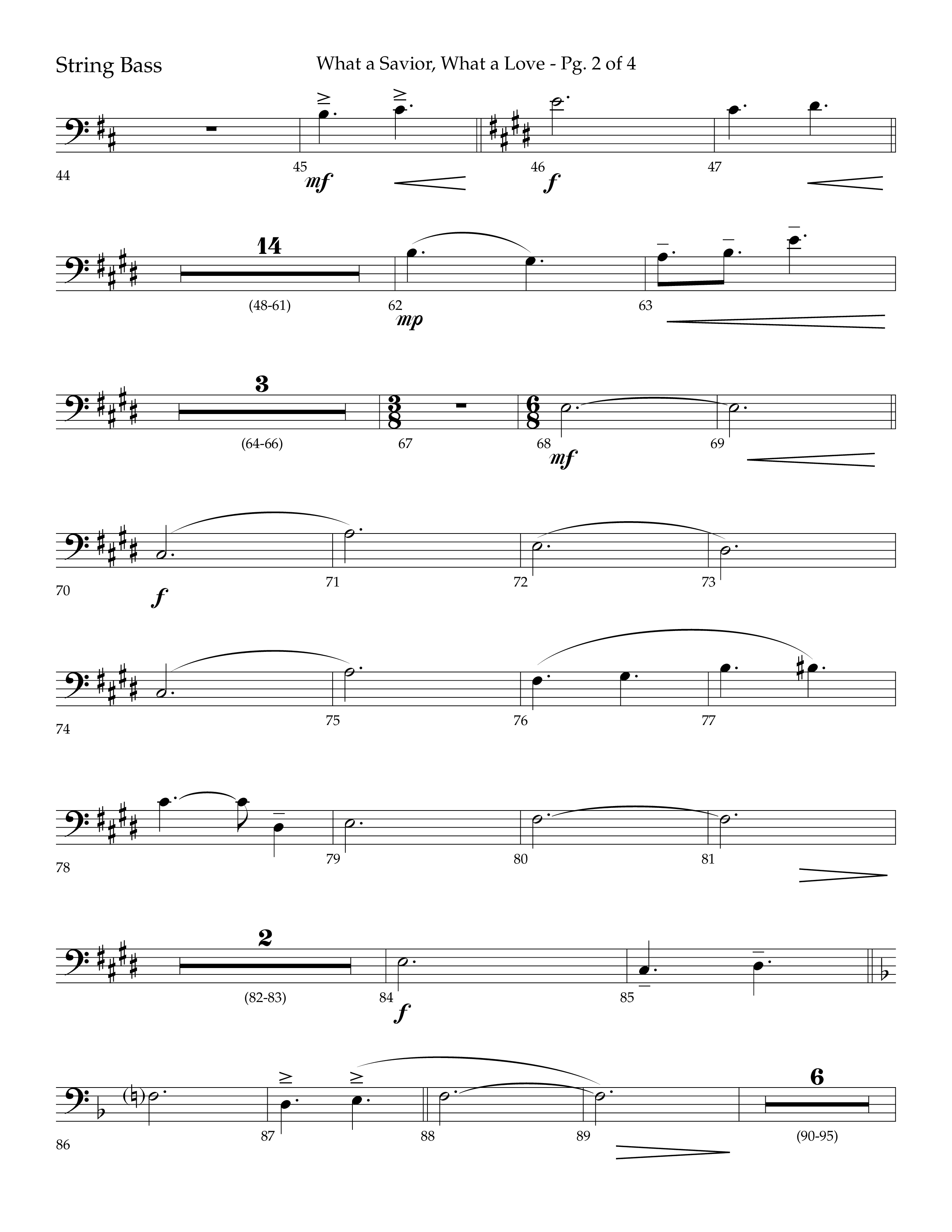 What A Savior What A Love (with Joy To The World, Hark The Herald Angels, Angels From The Realms) (Choral Anthem SATB) String Bass (Lifeway Choral / Arr. John Bolin / Arr. Don Koch)