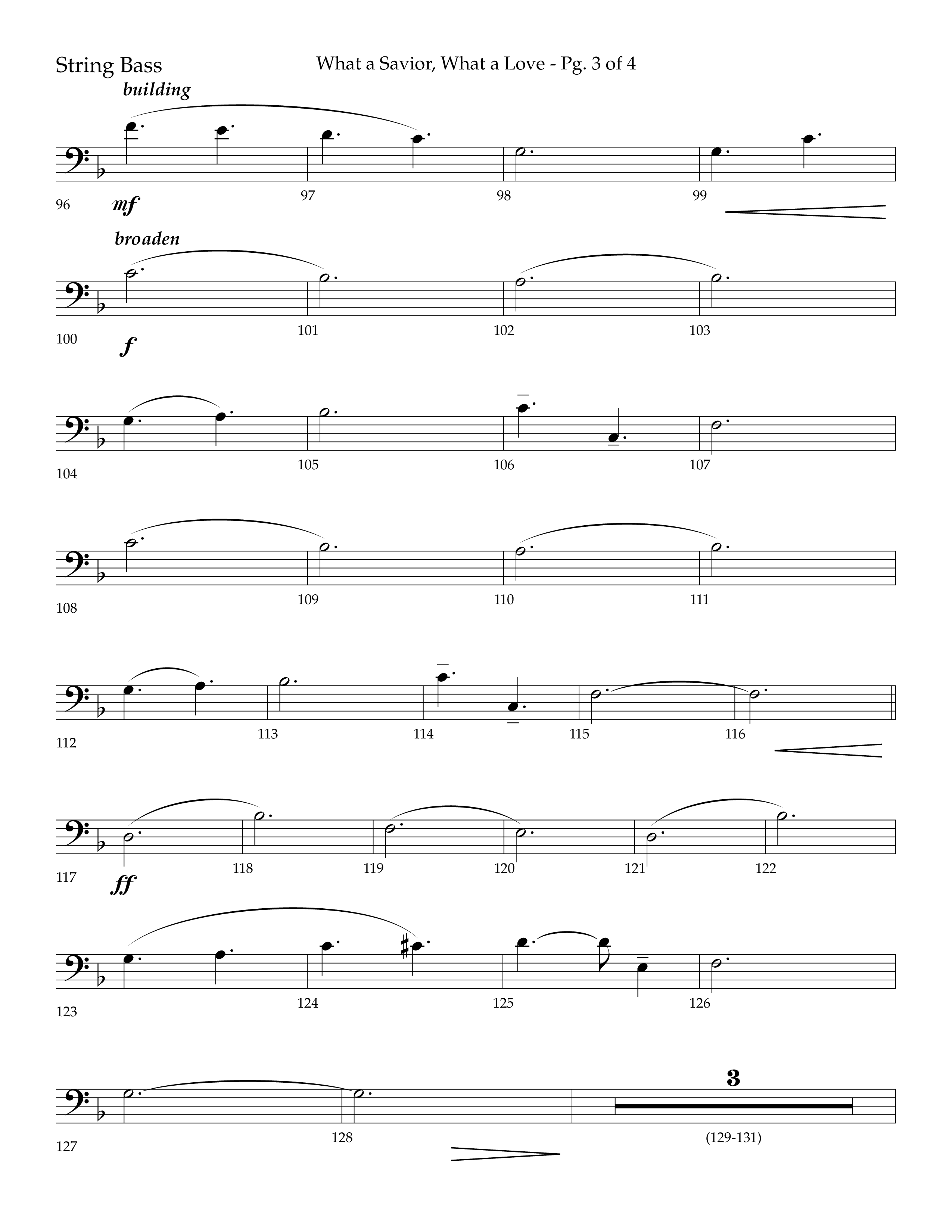 What A Savior What A Love (with Joy To The World, Hark The Herald Angels, Angels From The Realms) (Choral Anthem SATB) String Bass (Lifeway Choral / Arr. John Bolin / Arr. Don Koch)