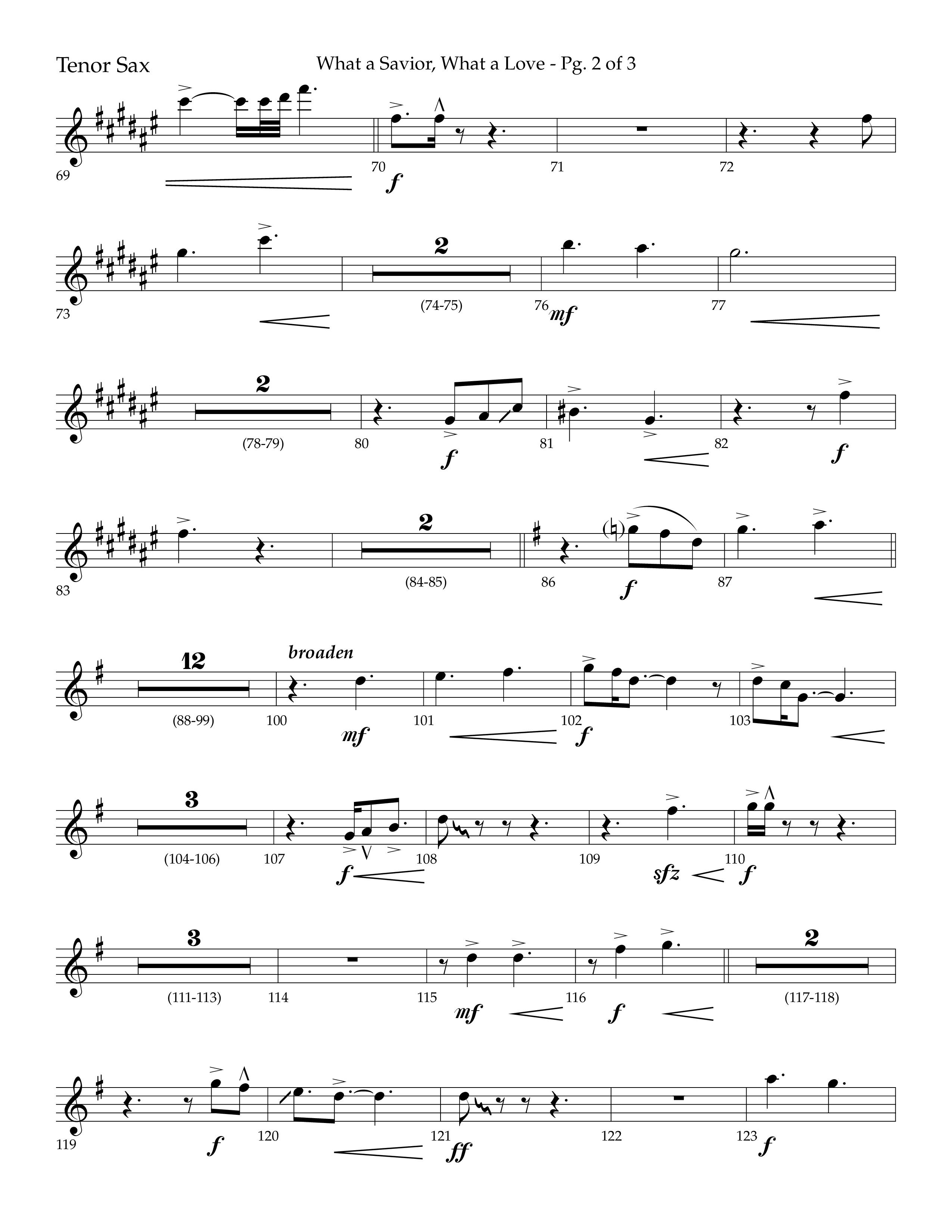 What A Savior What A Love (with Joy To The World, Hark The Herald Angels, Angels From The Realms) (Choral Anthem SATB) Tenor Sax 1 (Lifeway Choral / Arr. John Bolin / Arr. Don Koch)