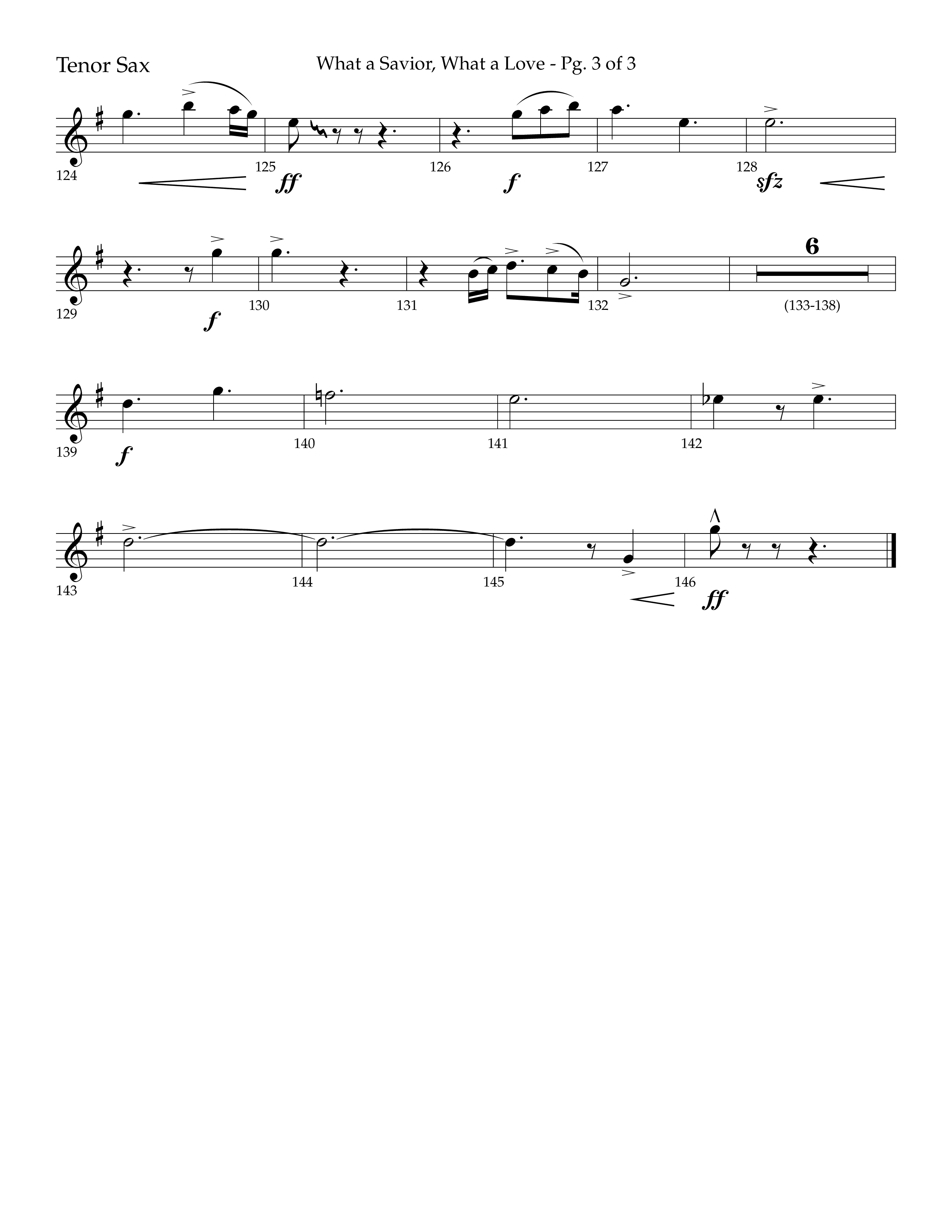 What A Savior What A Love (with Joy To The World, Hark The Herald Angels, Angels From The Realms) (Choral Anthem SATB) Tenor Sax 1 (Lifeway Choral / Arr. John Bolin / Arr. Don Koch)