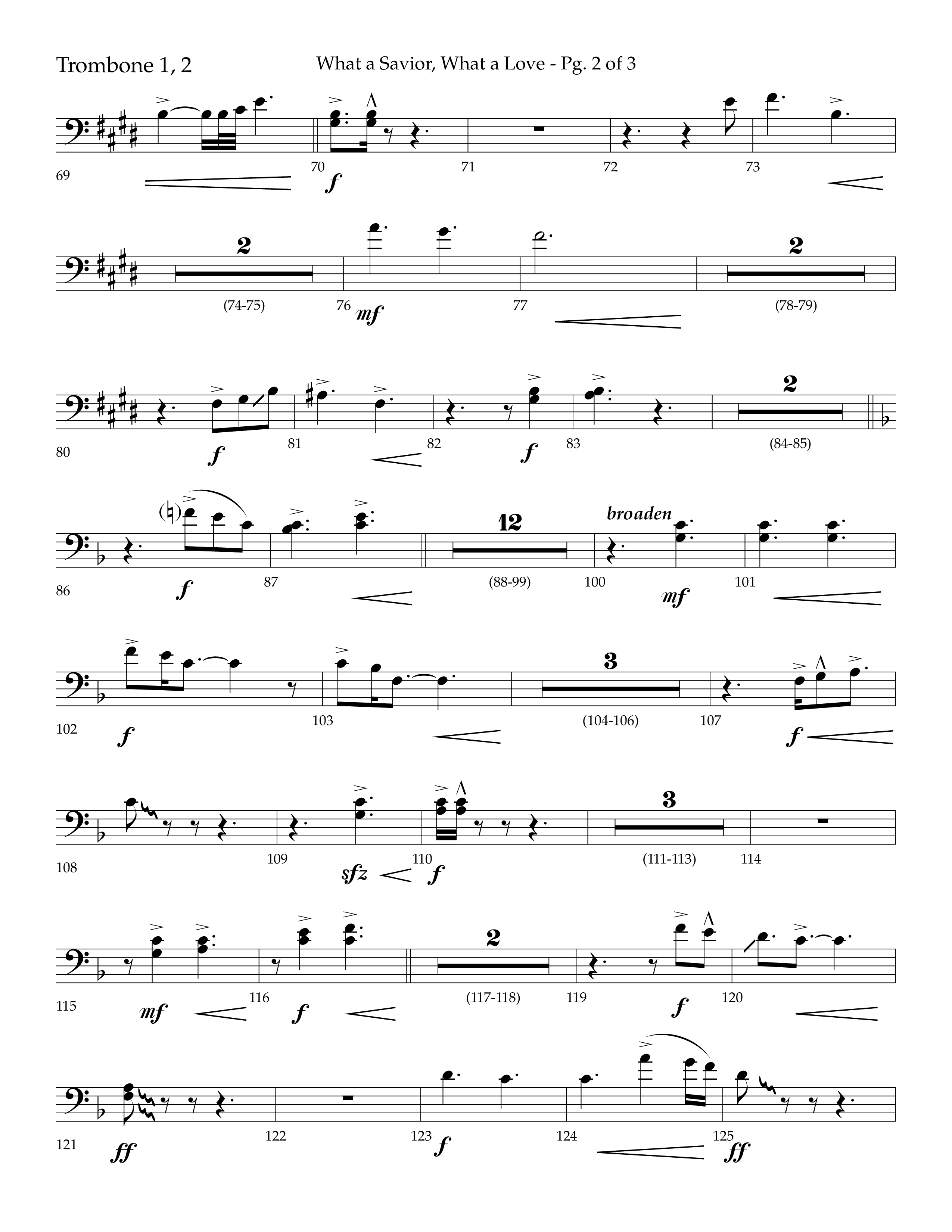 What A Savior What A Love (with Joy To The World, Hark The Herald Angels, Angels From The Realms) (Choral Anthem SATB) Trombone 1/2 (Lifeway Choral / Arr. John Bolin / Arr. Don Koch)