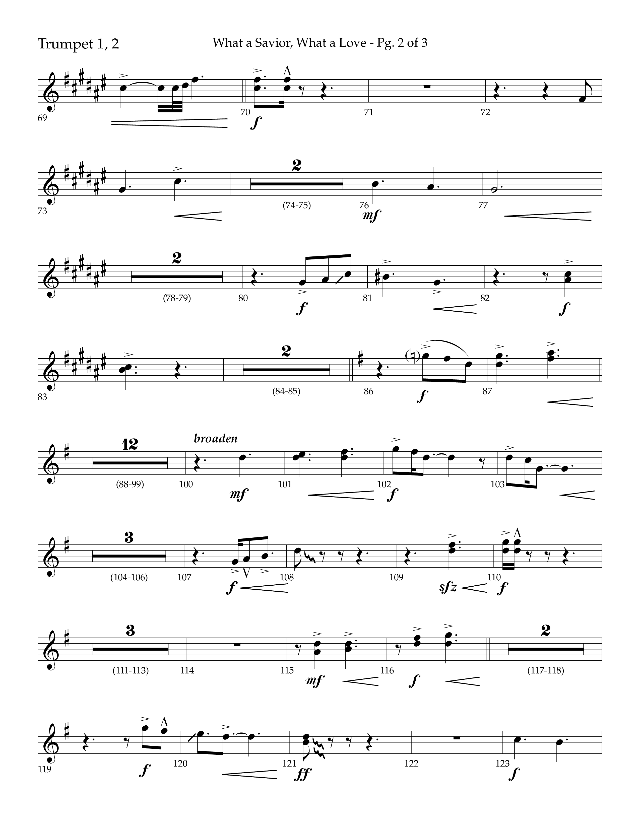 What A Savior What A Love (with Joy To The World, Hark The Herald Angels, Angels From The Realms) (Choral Anthem SATB) Trumpet 1,2 (Lifeway Choral / Arr. John Bolin / Arr. Don Koch)