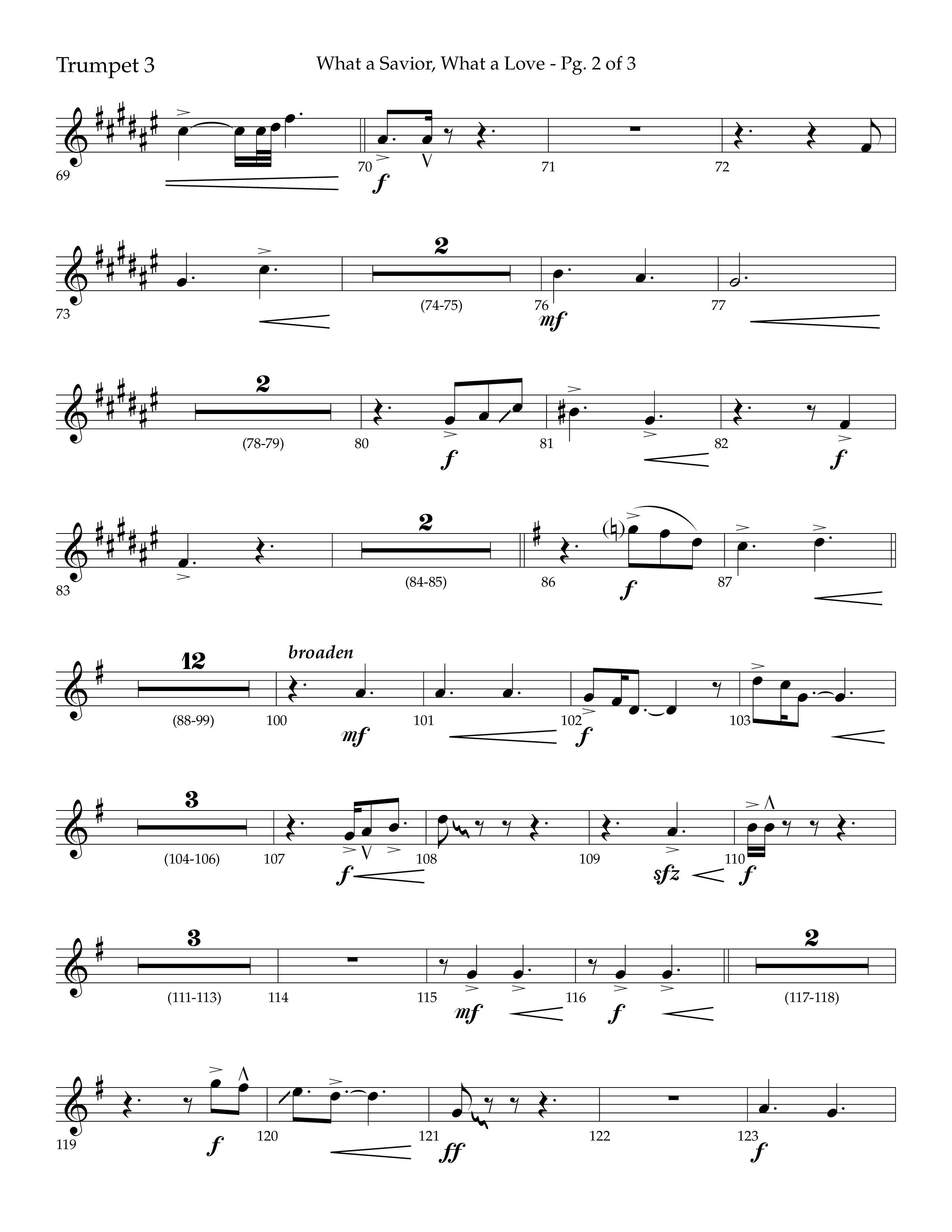 What A Savior What A Love (with Joy To The World, Hark The Herald Angels, Angels From The Realms) (Choral Anthem SATB) Trumpet 3 (Lifeway Choral / Arr. John Bolin / Arr. Don Koch)