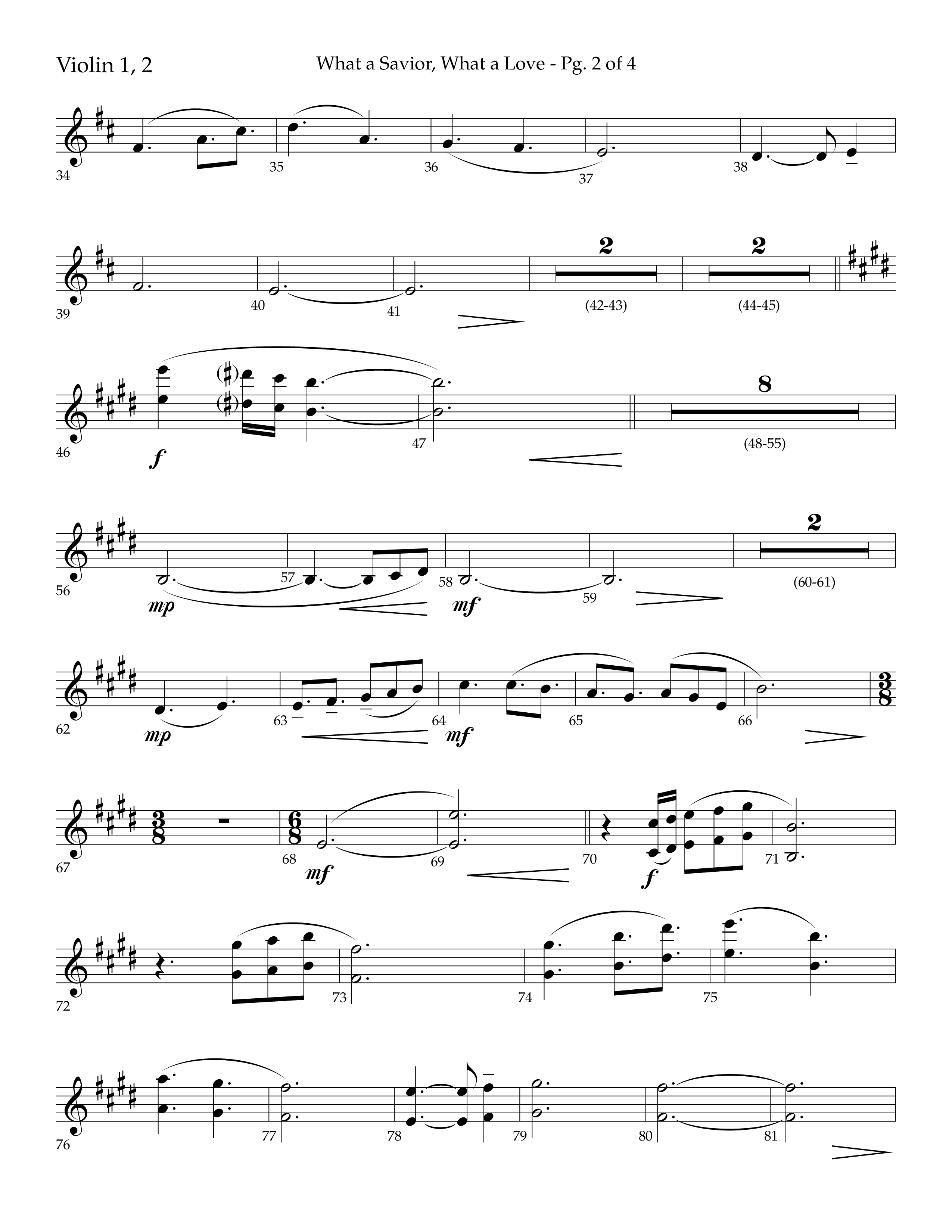 What A Savior What A Love (with Joy To The World, Hark The Herald Angels, Angels From The Realms) (Choral Anthem SATB) Violin 1/2 (Lifeway Choral / Arr. John Bolin / Arr. Don Koch)