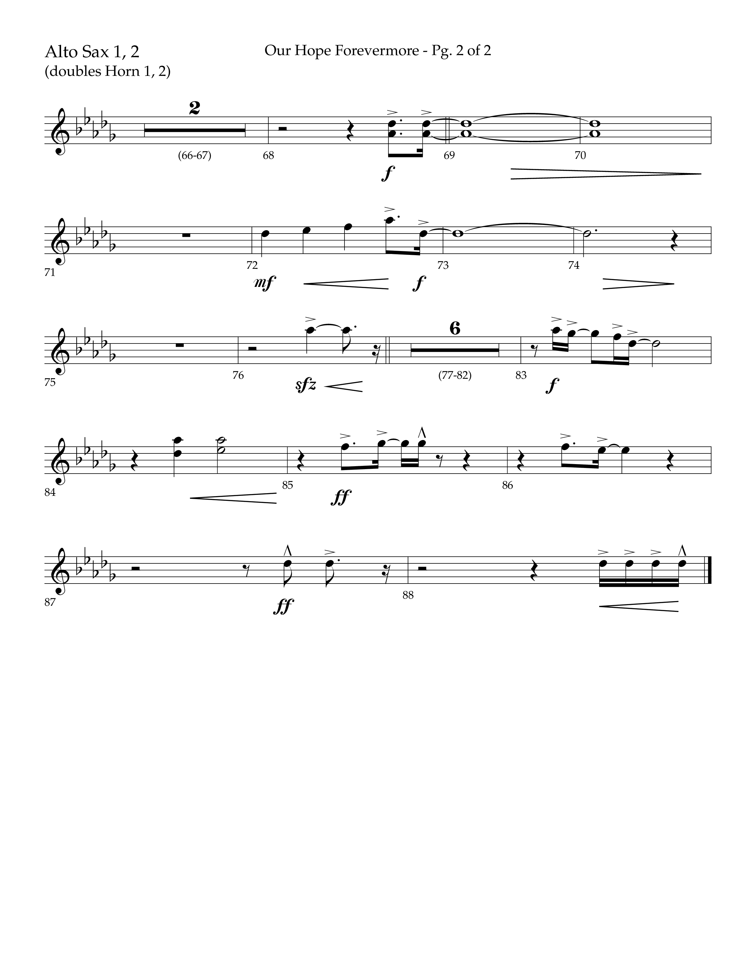 Our Hope Forevermore (Choral Anthem SATB) Alto Sax 1/2 (Lifeway Choral / Arr. John Bolin / Arr. Don Koch)