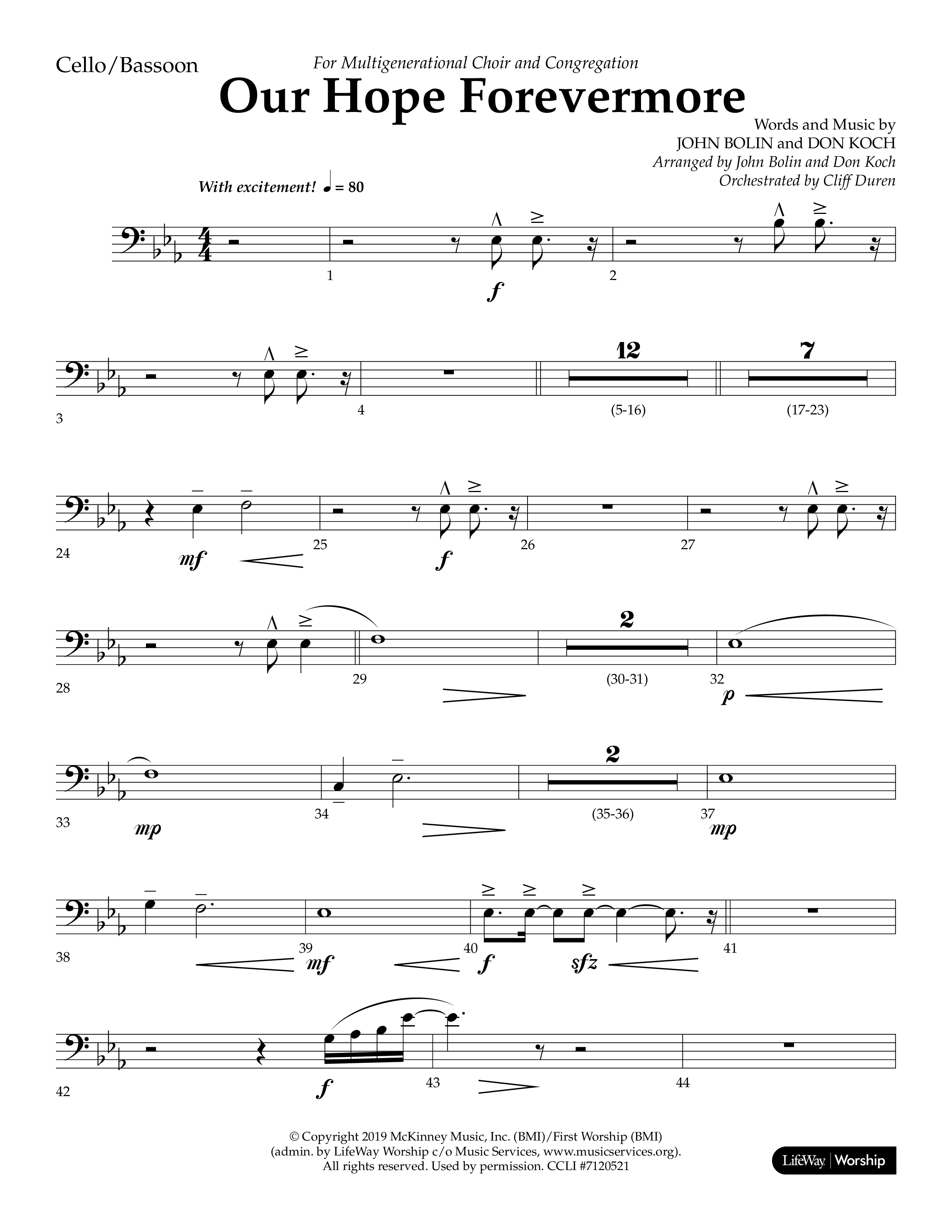 Our Hope Forevermore (Choral Anthem SATB) Cello (Lifeway Choral / Arr. John Bolin / Arr. Don Koch)