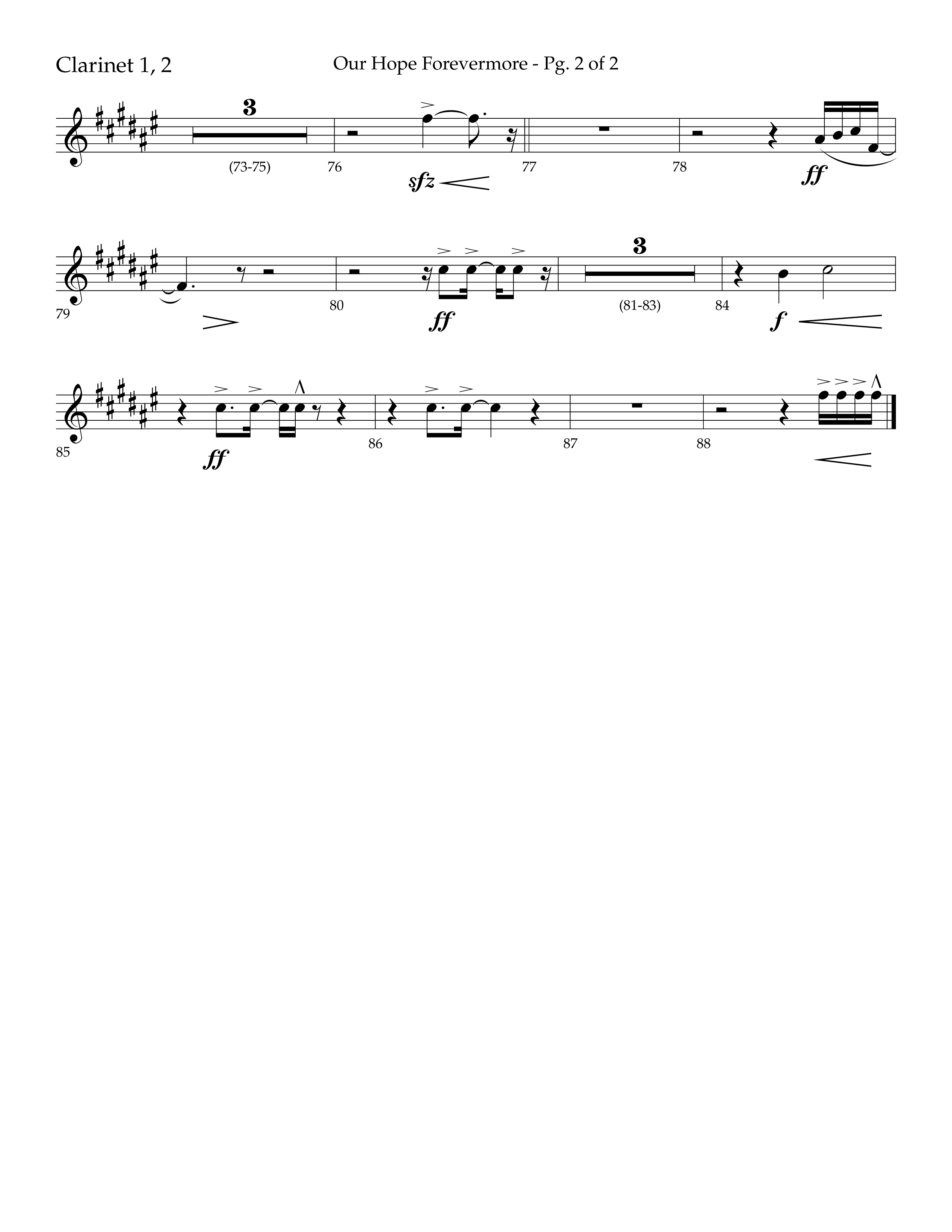 Our Hope Forevermore (Choral Anthem SATB) Clarinet 1/2 (Lifeway Choral / Arr. John Bolin / Arr. Don Koch)