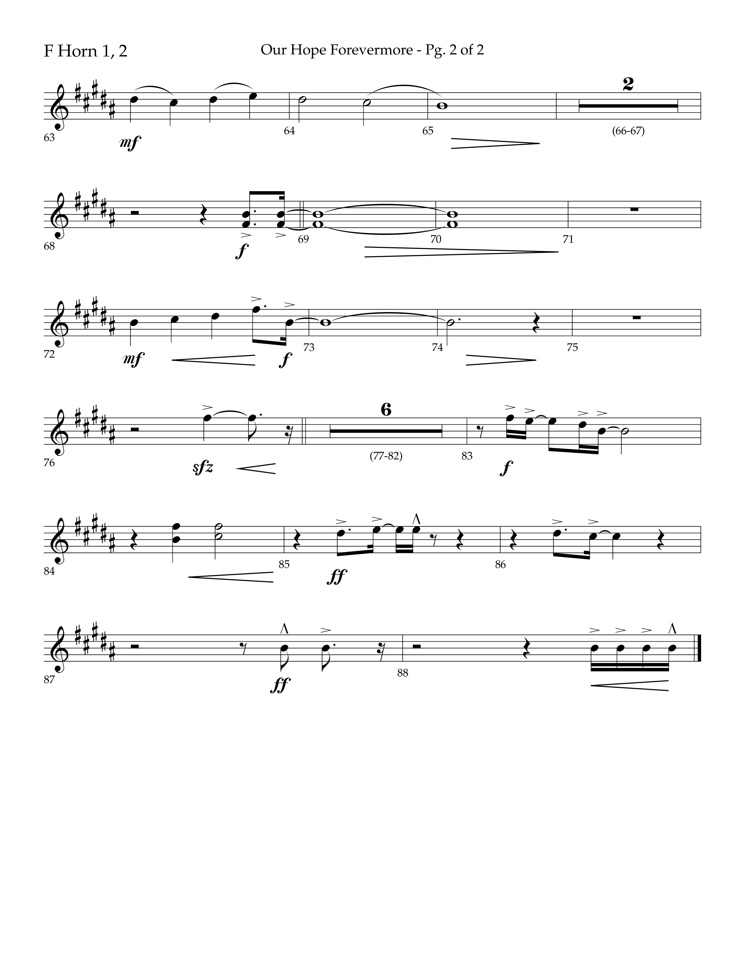 Our Hope Forevermore (Choral Anthem SATB) French Horn 1/2 (Lifeway Choral / Arr. John Bolin / Arr. Don Koch)