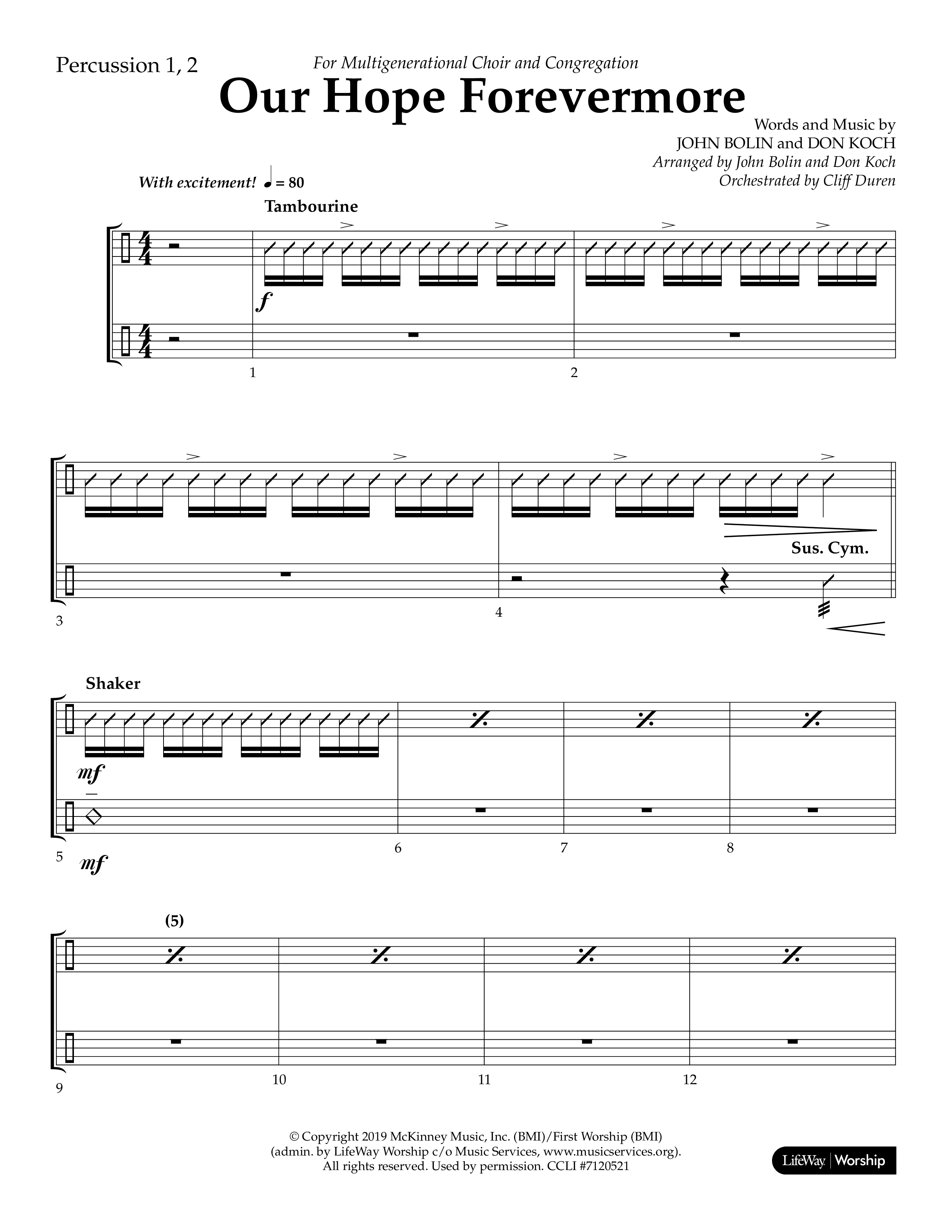 Our Hope Forevermore (Choral Anthem SATB) Percussion 1/2 (Lifeway Choral / Arr. John Bolin / Arr. Don Koch)