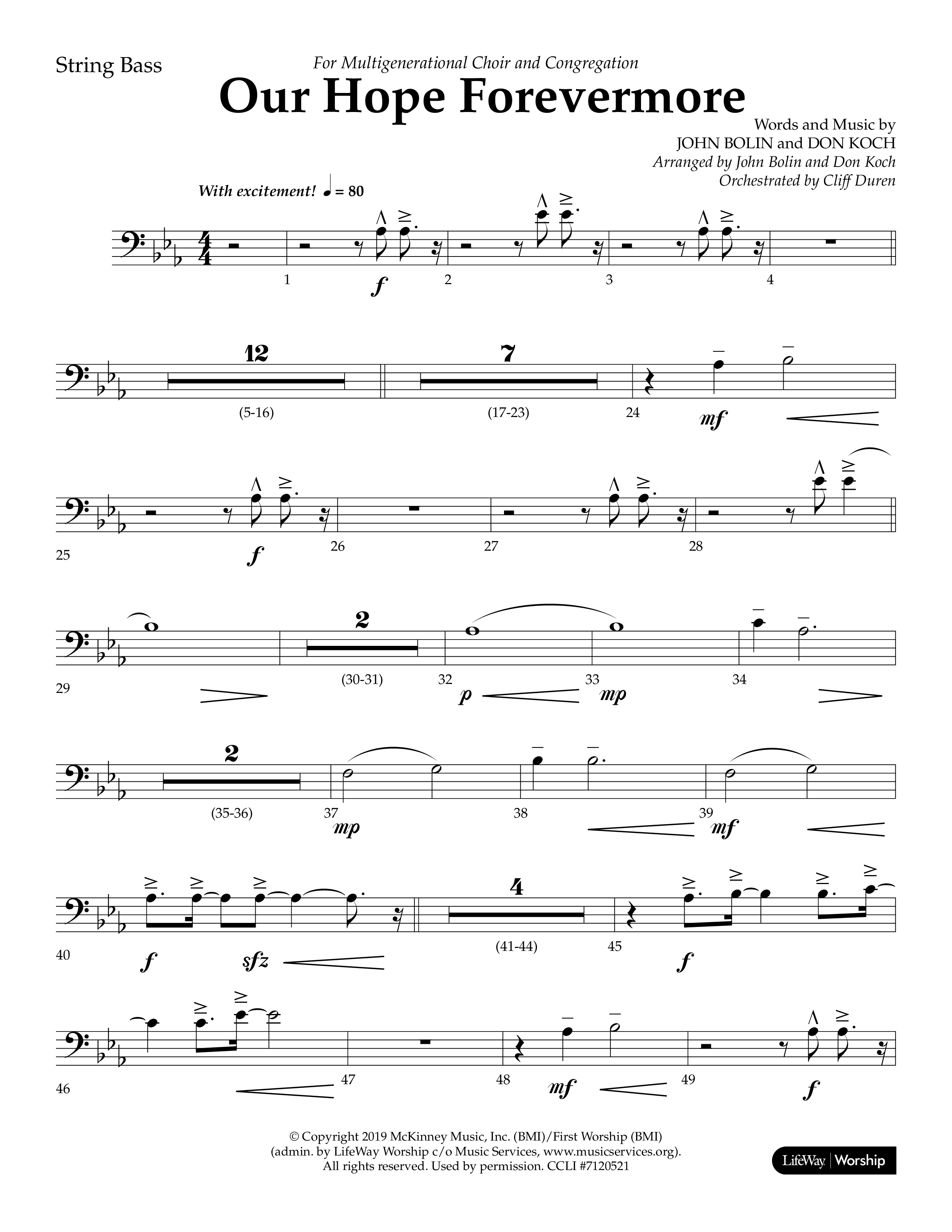 Our Hope Forevermore (Choral Anthem SATB) String Bass (Lifeway Choral / Arr. John Bolin / Arr. Don Koch)