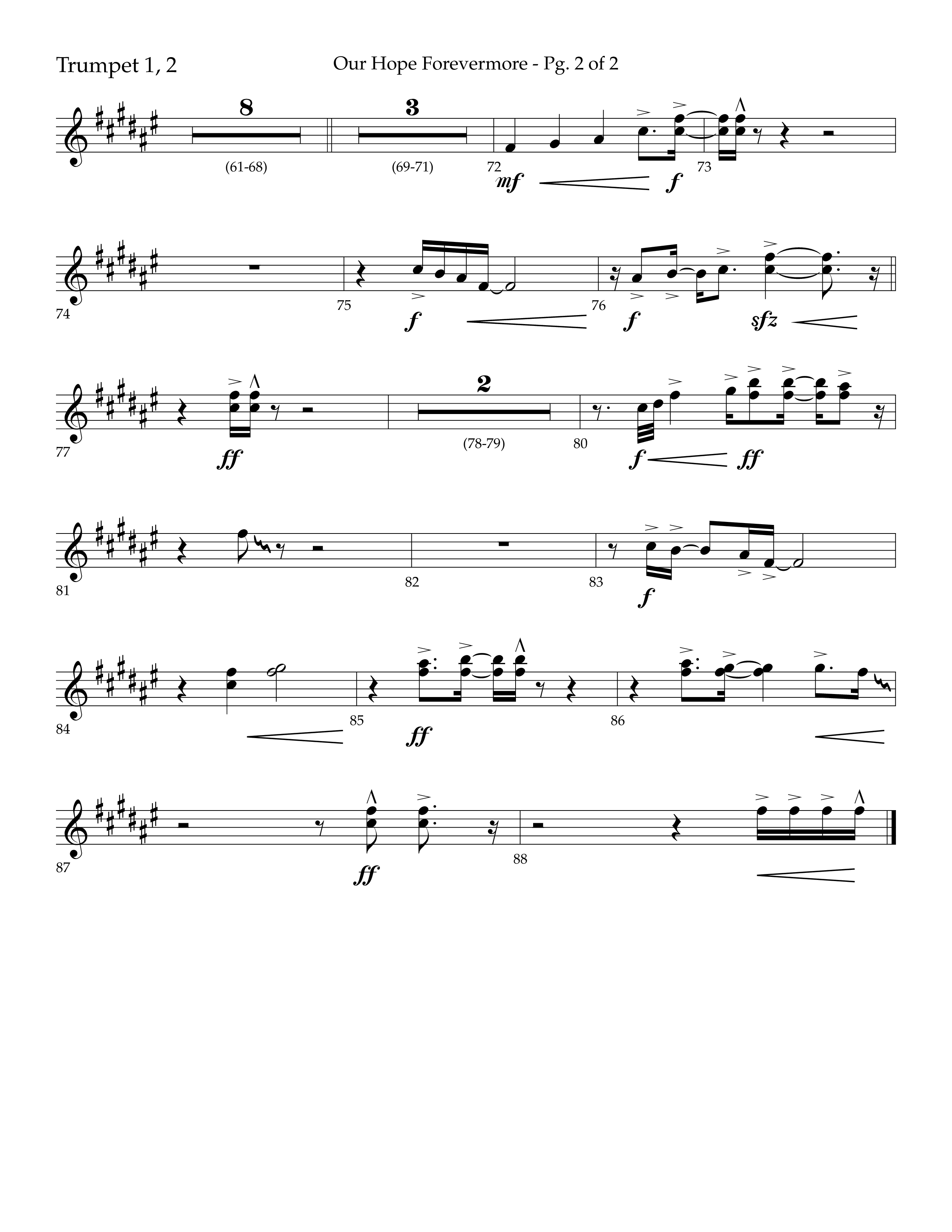 Our Hope Forevermore (Choral Anthem SATB) Trumpet 1,2 (Lifeway Choral / Arr. John Bolin / Arr. Don Koch)