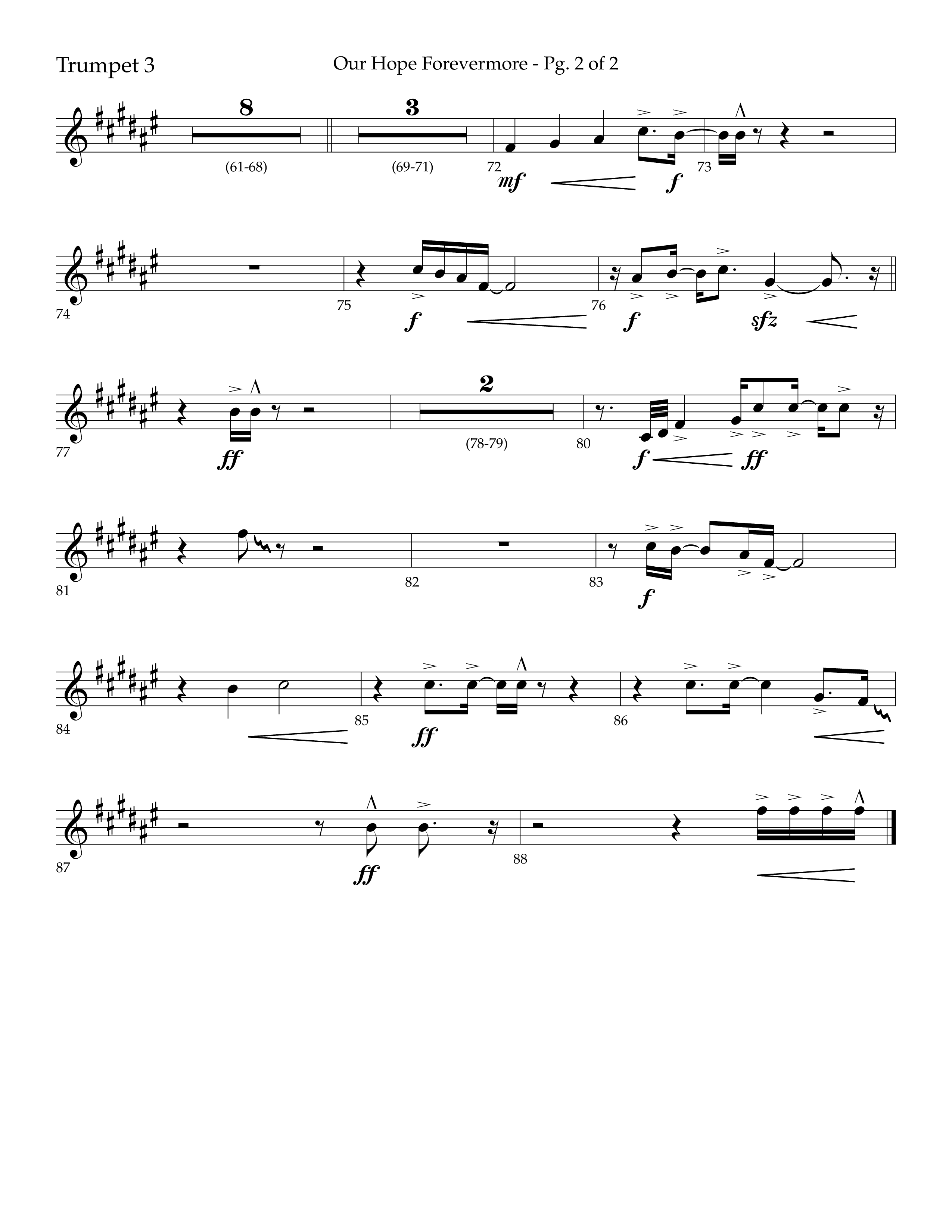 Our Hope Forevermore (Choral Anthem SATB) Trumpet 3 (Lifeway Choral / Arr. John Bolin / Arr. Don Koch)