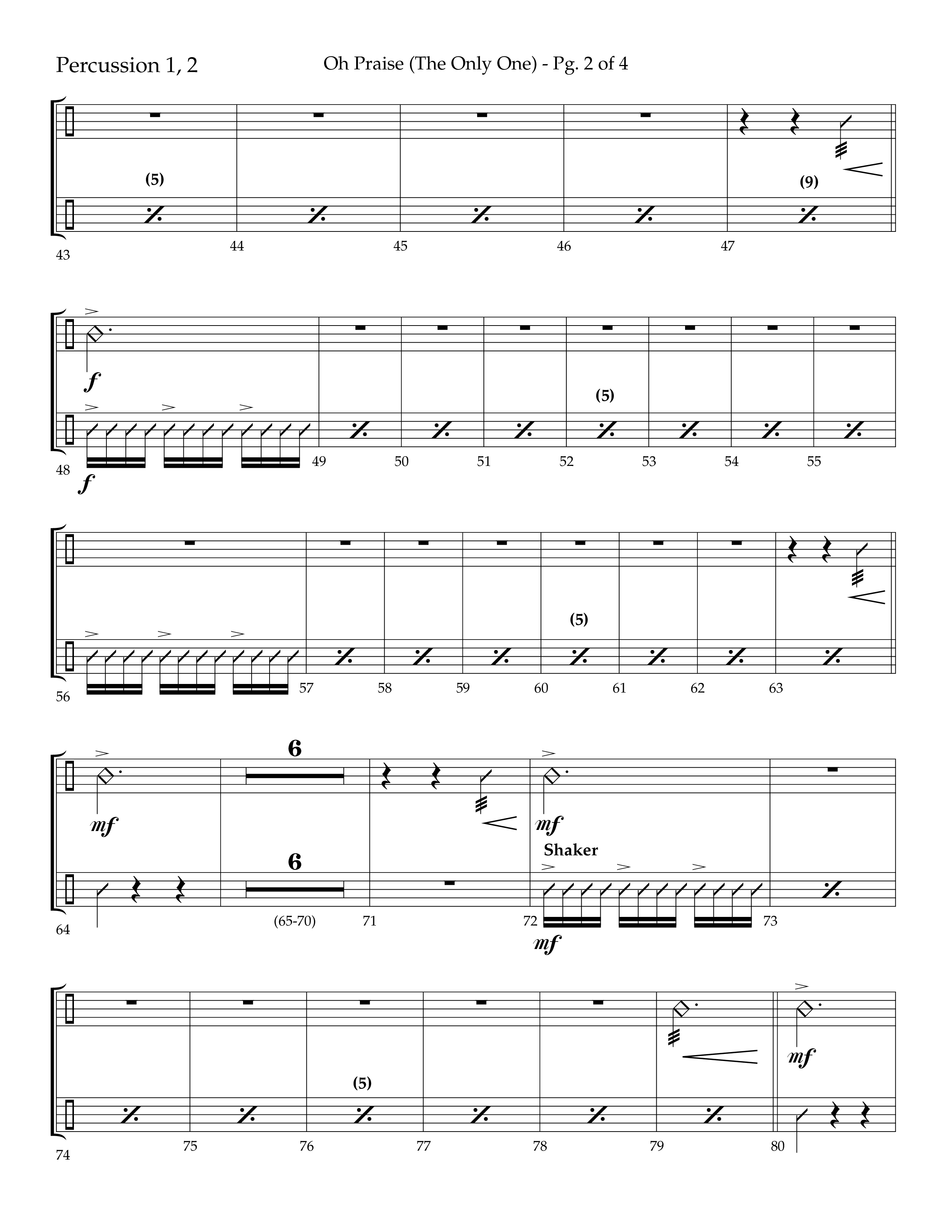 Oh Praise (The Only One) with O Praise The Name (Anastasis) (Choral Anthem SATB) Percussion 1/2 (Lifeway Choral / Arr. John Bolin / Arr. Don Koch)