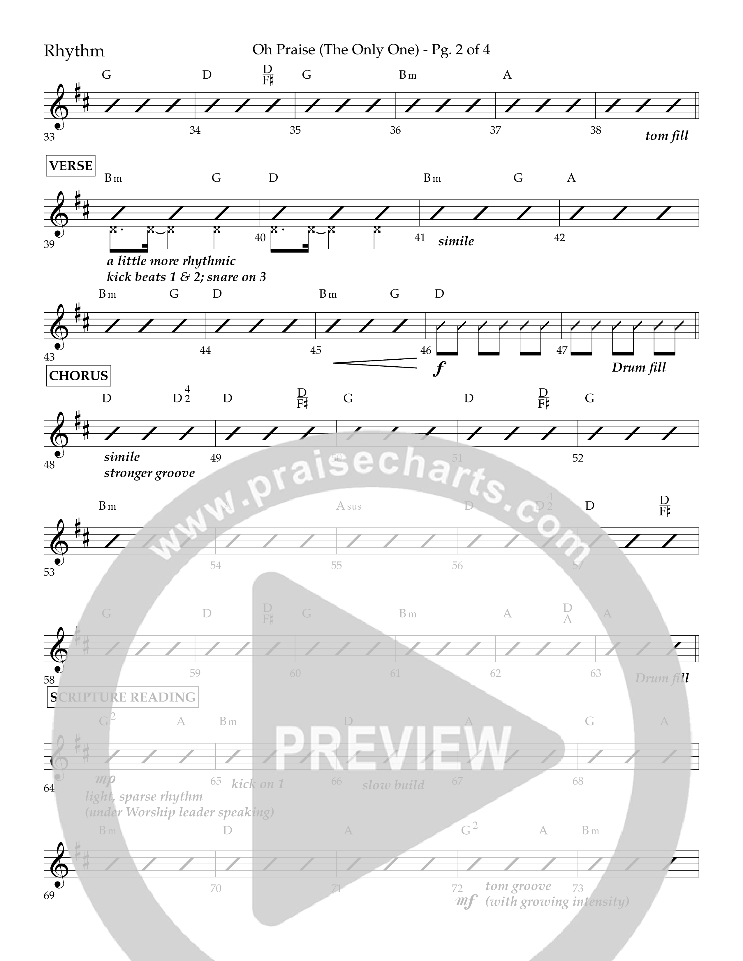 Oh Praise (The Only One) with O Praise The Name (Anastasis) (Choral Anthem SATB) Lead Melody & Rhythm (Lifeway Choral / Arr. John Bolin / Arr. Don Koch)