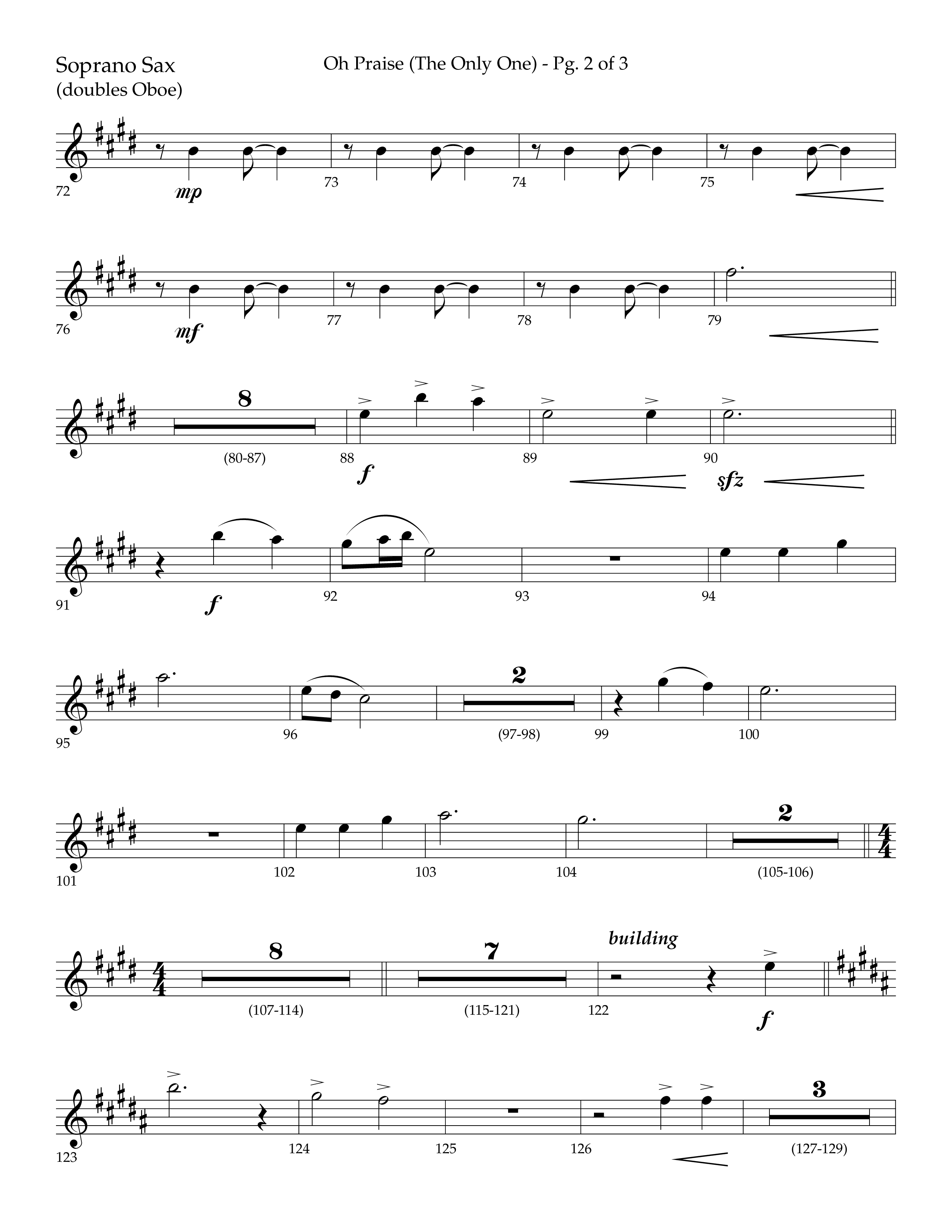 Oh Praise (The Only One) with O Praise The Name (Anastasis) (Choral Anthem SATB) Soprano Sax (Lifeway Choral / Arr. John Bolin / Arr. Don Koch)