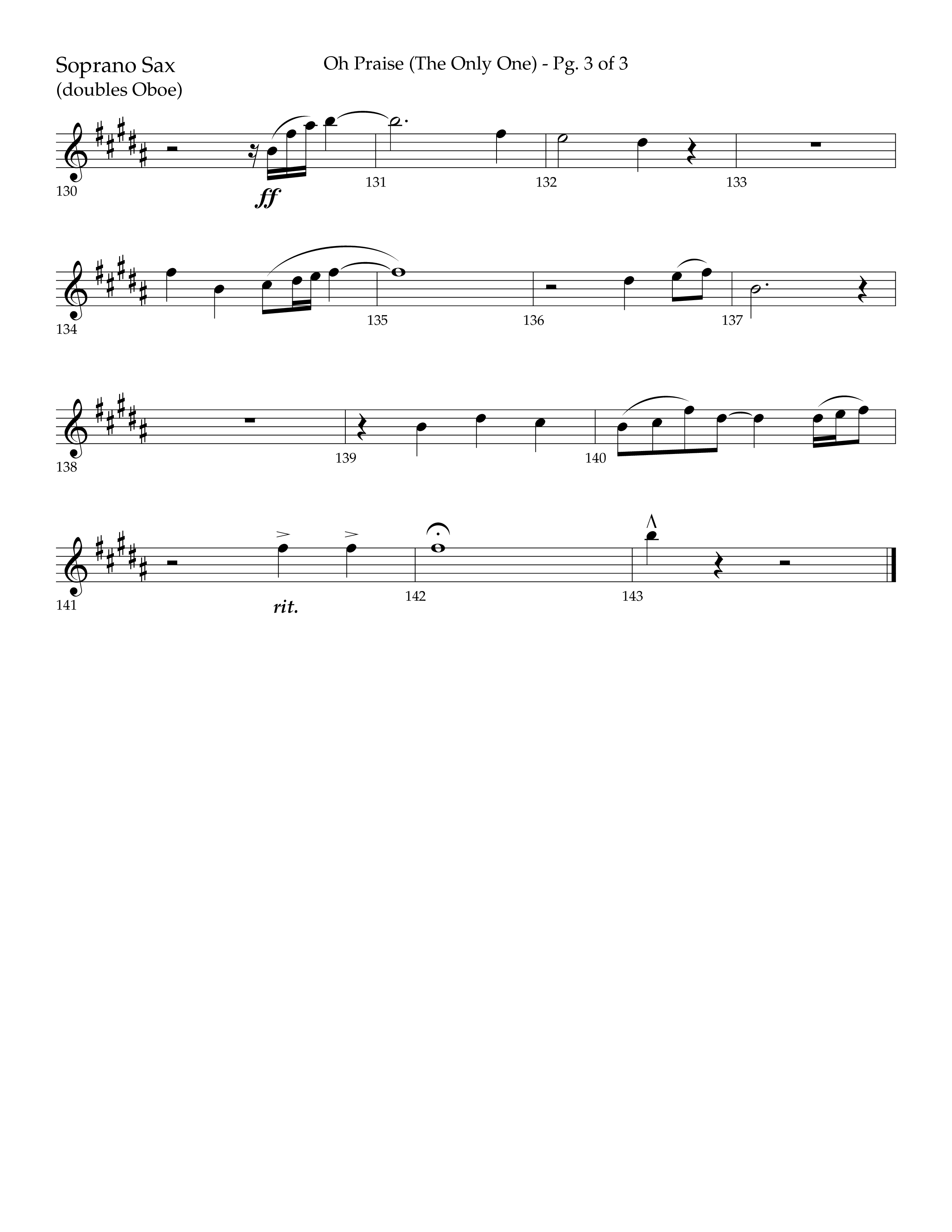 Oh Praise (The Only One) with O Praise The Name (Anastasis) (Choral Anthem SATB) Soprano Sax (Lifeway Choral / Arr. John Bolin / Arr. Don Koch)