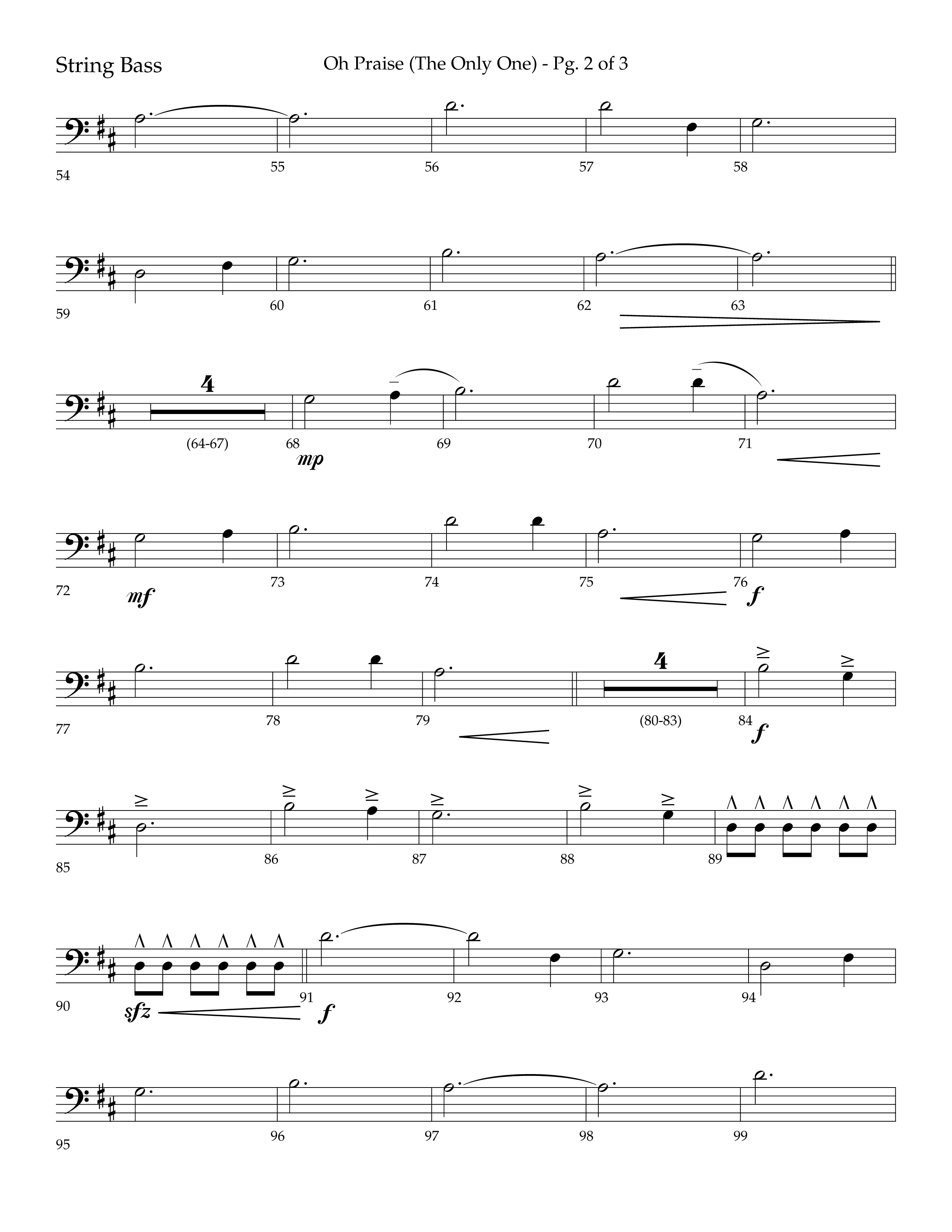 Oh Praise (The Only One) with O Praise The Name (Anastasis) (Choral Anthem SATB) String Bass (Lifeway Choral / Arr. John Bolin / Arr. Don Koch)