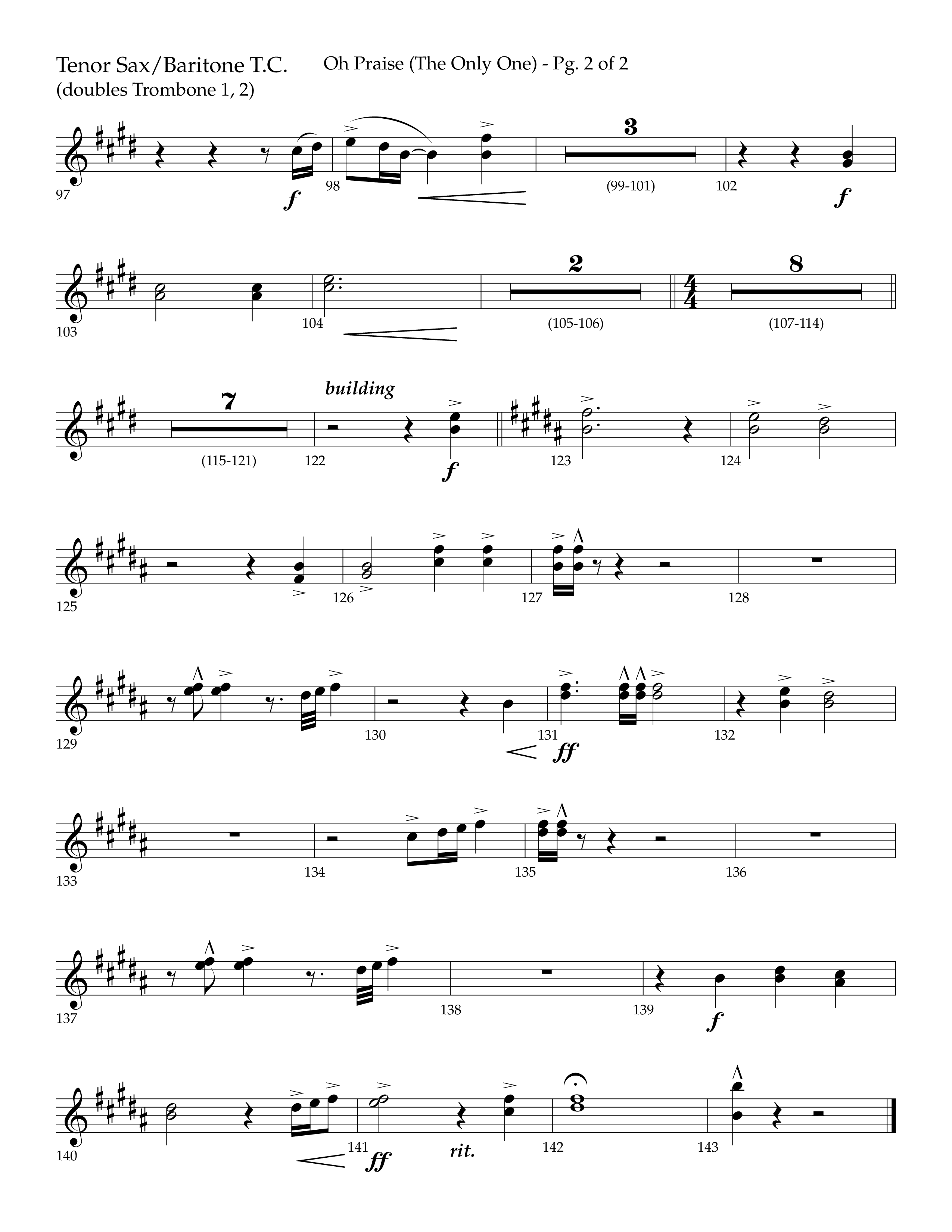 Oh Praise (The Only One) with O Praise The Name (Anastasis) (Choral Anthem SATB) Tenor Sax/Baritone T.C. (Lifeway Choral / Arr. John Bolin / Arr. Don Koch)