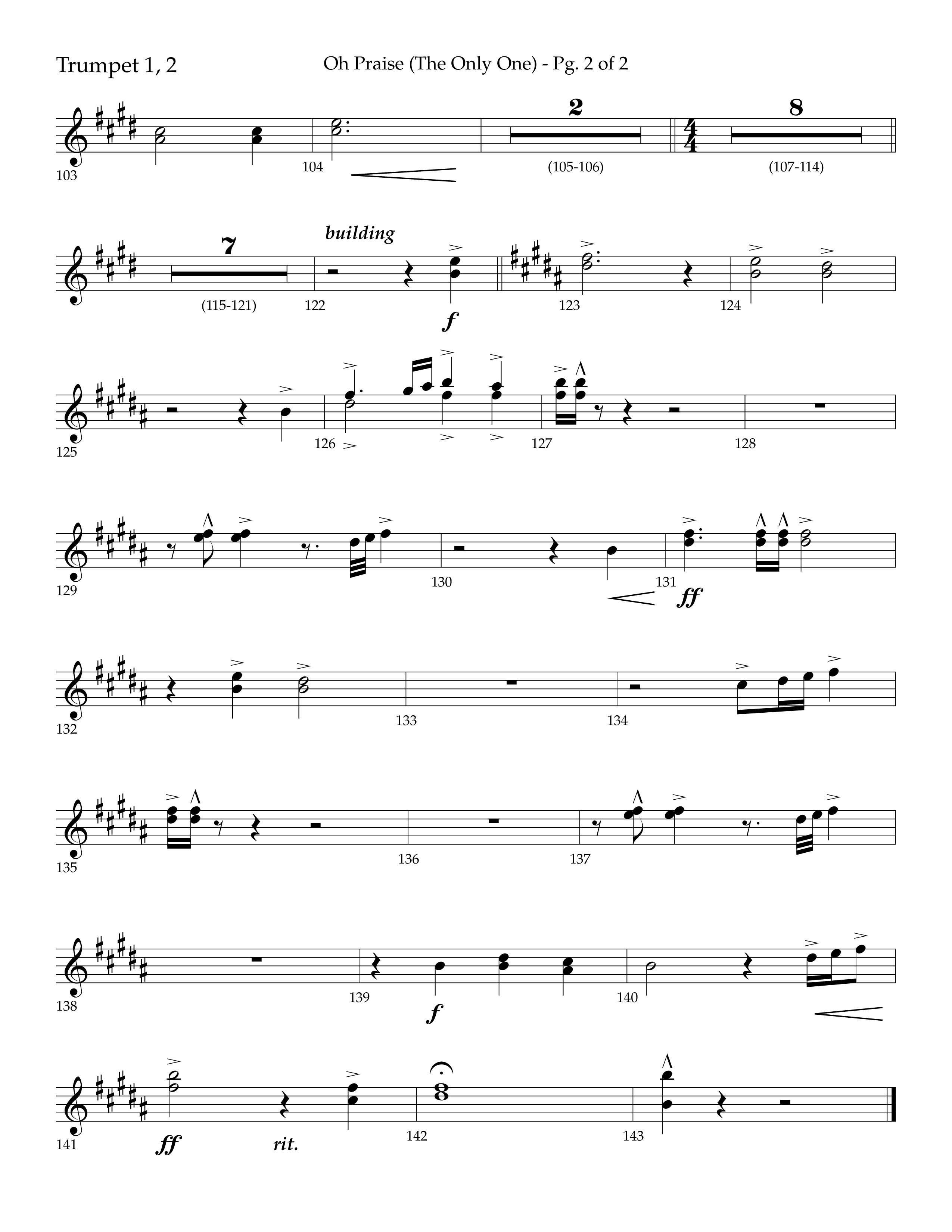 Oh Praise (The Only One) with O Praise The Name (Anastasis) (Choral Anthem SATB) Trumpet 1,2 (Lifeway Choral / Arr. John Bolin / Arr. Don Koch)
