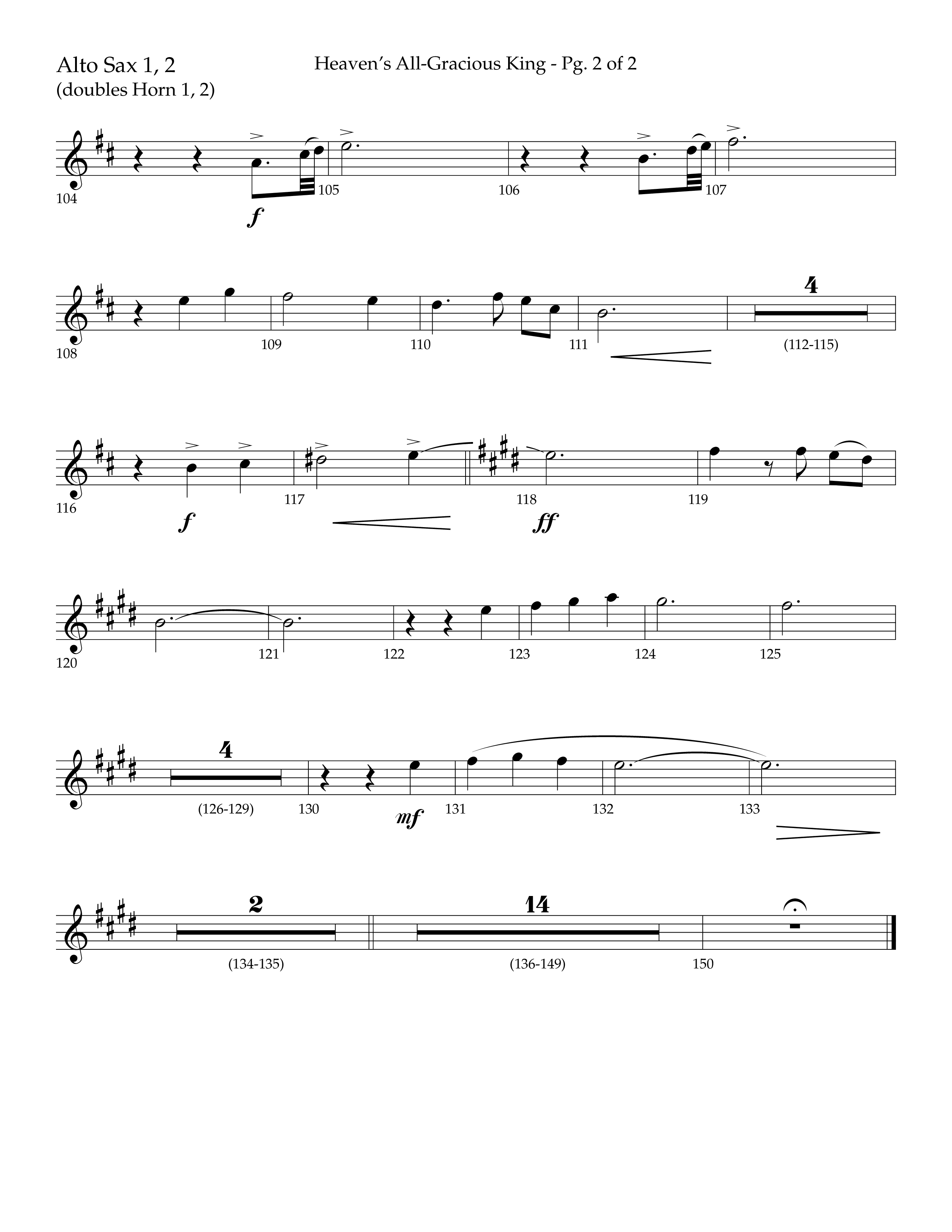 Heaven's All Gracious King (with It Came Upon A Midnight Clear, Away In A Manger, O Come O Come Emma (Choral Anthem SATB) Alto Sax 1/2 (Lifeway Choral / Arr. John Bolin / Arr. Don Koch)