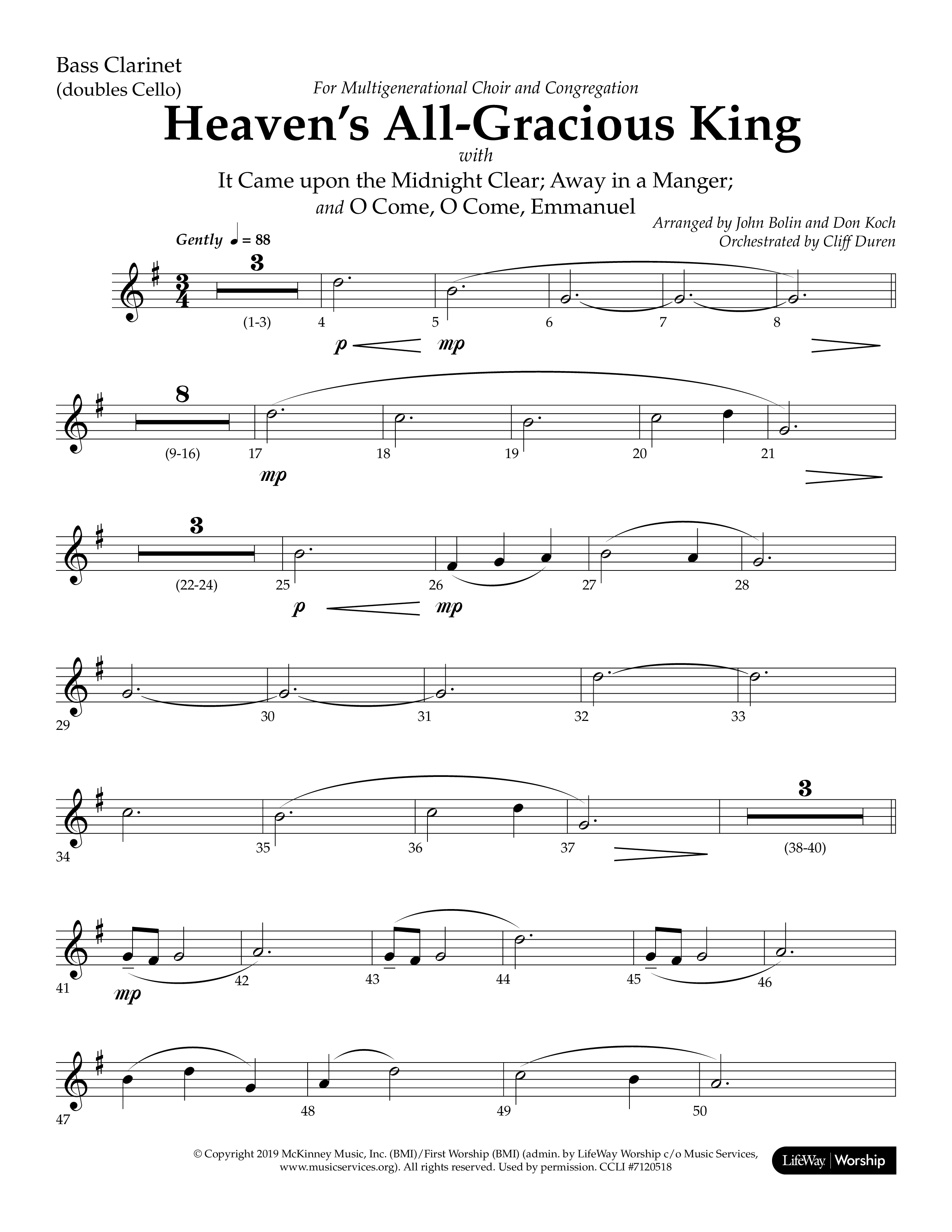 Heaven's All Gracious King (with It Came Upon A Midnight Clear, Away In A Manger, O Come O Come Emma (Choral Anthem SATB) Bass Clarinet (Lifeway Choral / Arr. John Bolin / Arr. Don Koch)