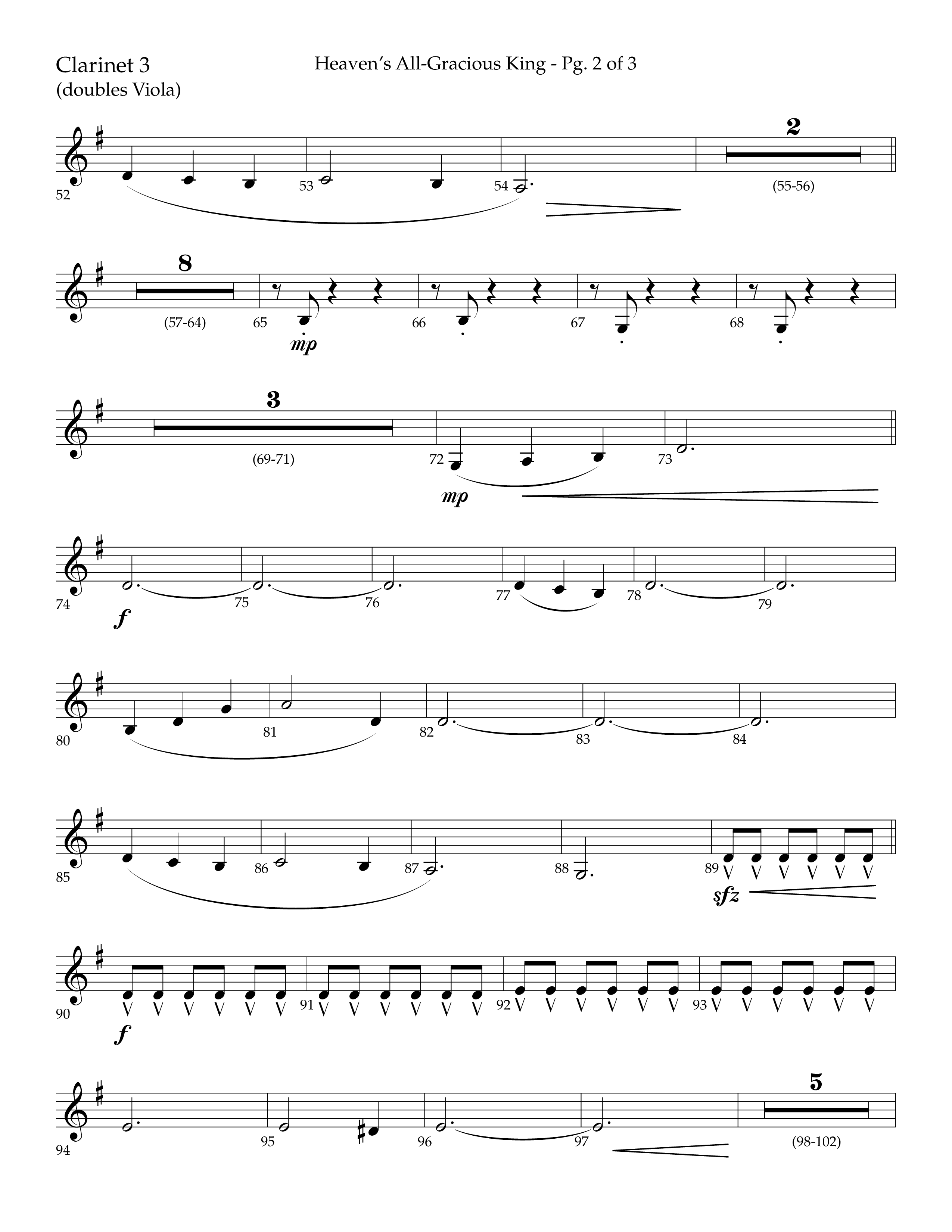 Heaven's All Gracious King (with It Came Upon A Midnight Clear, Away In A Manger, O Come O Come Emma (Choral Anthem SATB) Clarinet 3 (Lifeway Choral / Arr. John Bolin / Arr. Don Koch)