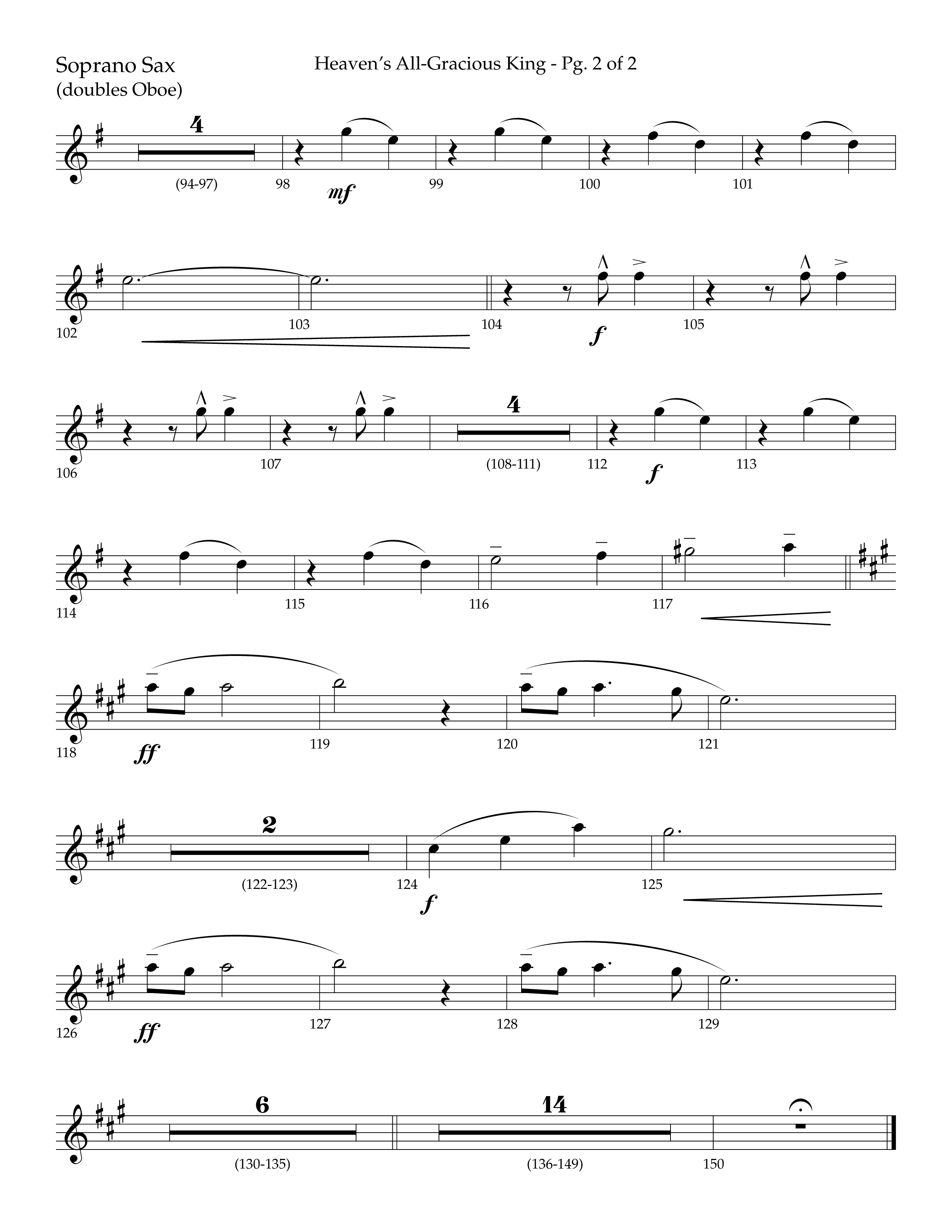 Heaven's All Gracious King (with It Came Upon A Midnight Clear, Away In A Manger, O Come O Come Emma (Choral Anthem SATB) Soprano Sax (Lifeway Choral / Arr. John Bolin / Arr. Don Koch)