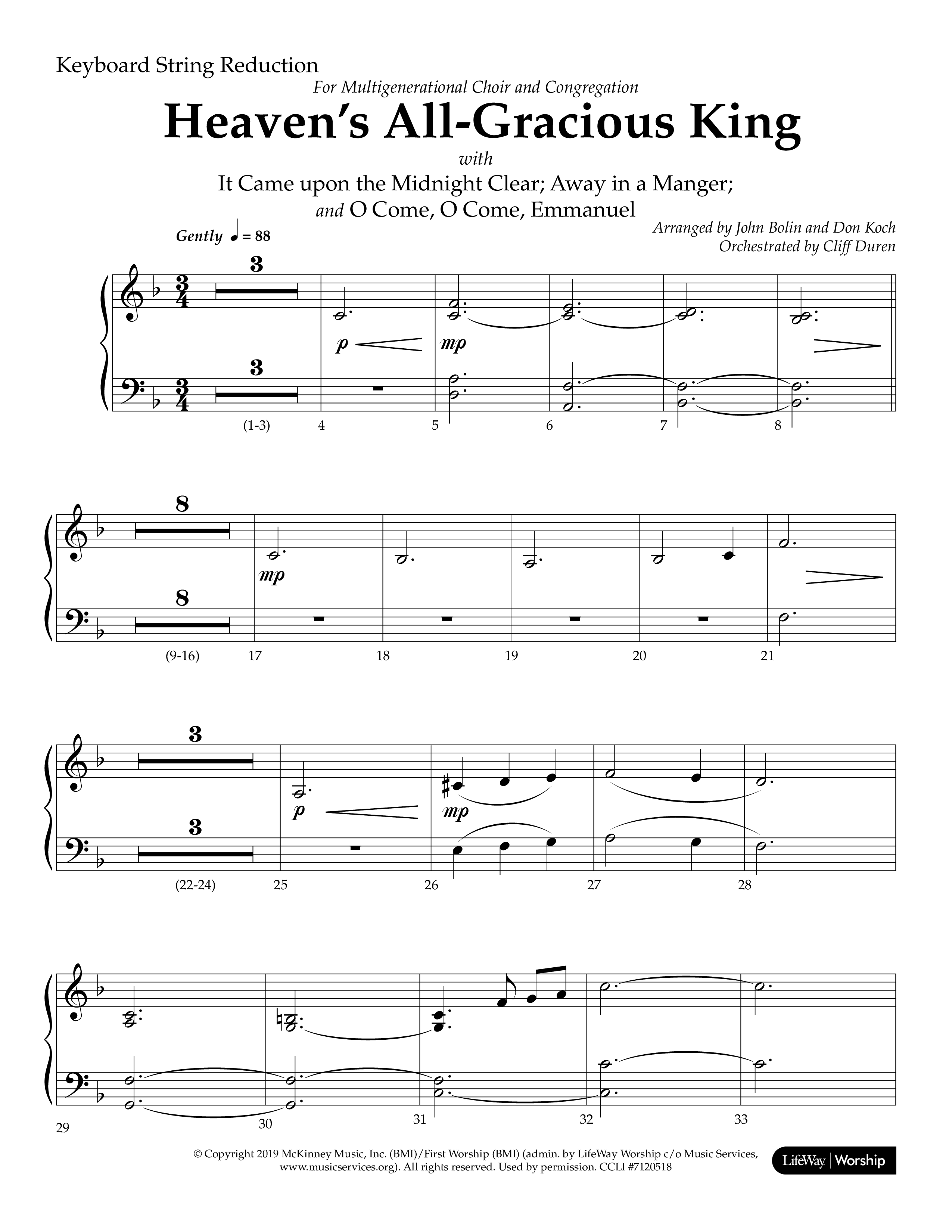 Heaven's All Gracious King (with It Came Upon A Midnight Clear, Away In A Manger, O Come O Come Emma (Choral Anthem SATB) String Reduction (Lifeway Choral / Arr. John Bolin / Arr. Don Koch)