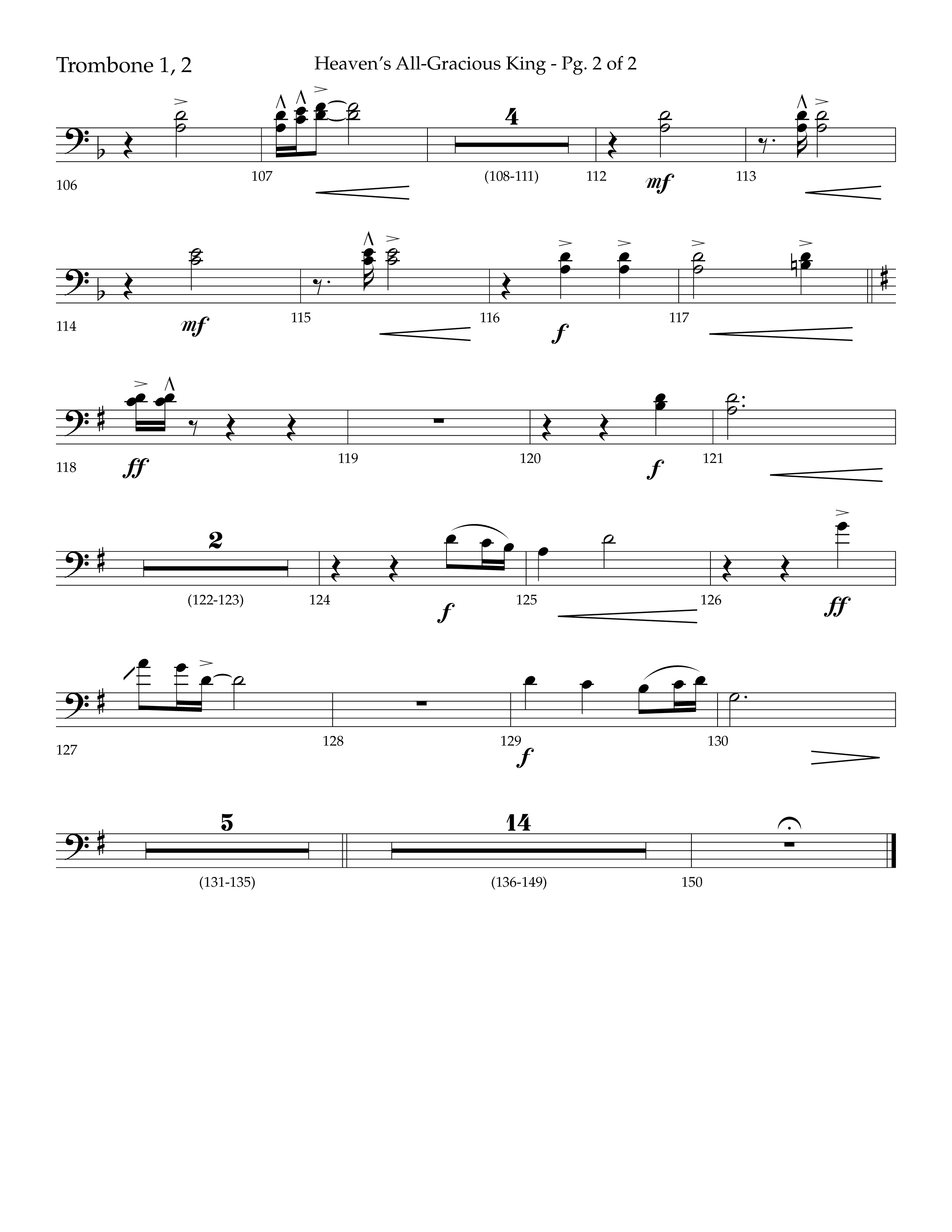 Heaven's All Gracious King (with It Came Upon A Midnight Clear, Away In A Manger, O Come O Come Emma (Choral Anthem SATB) Trombone 1/2 (Lifeway Choral / Arr. John Bolin / Arr. Don Koch)