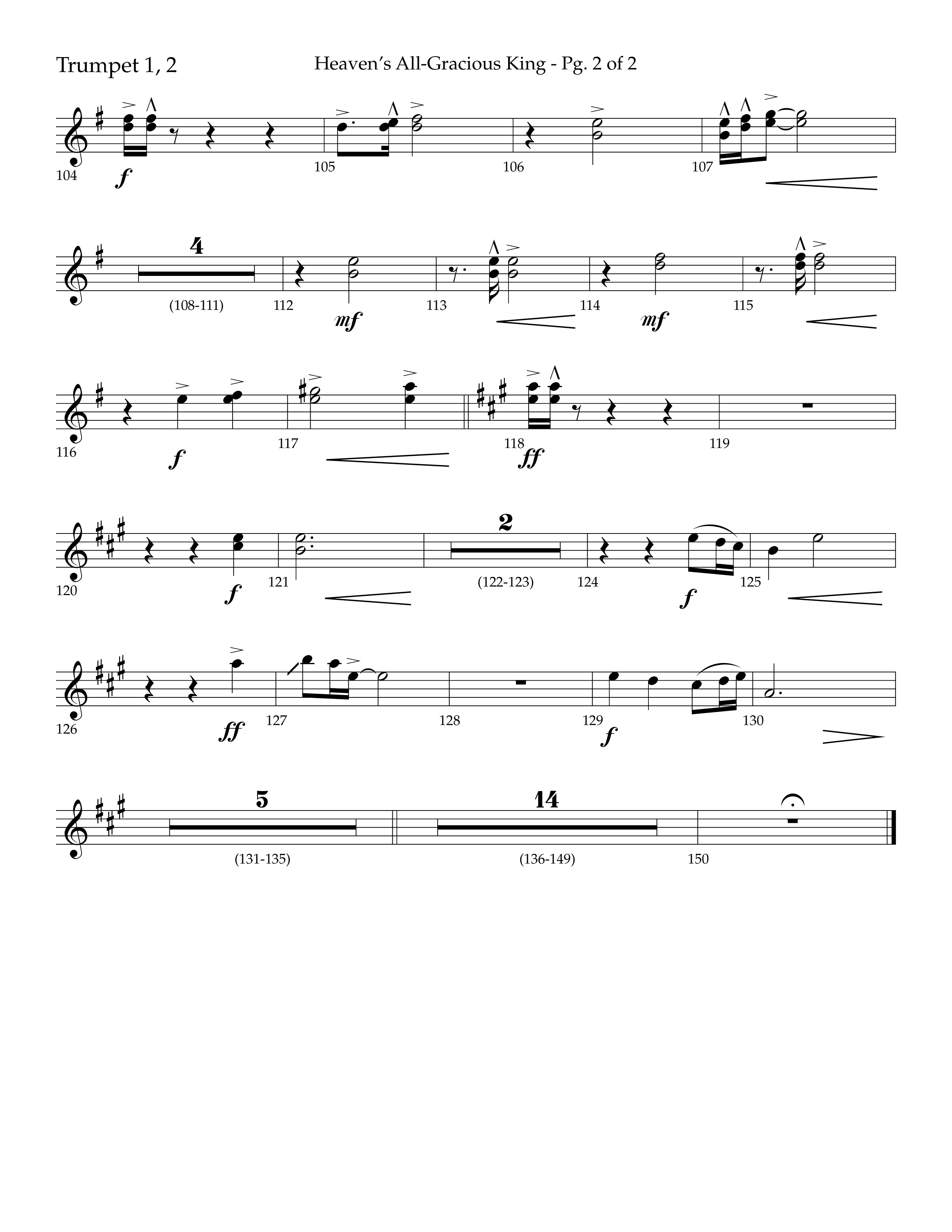 Heaven's All Gracious King (with It Came Upon A Midnight Clear, Away In A Manger, O Come O Come Emma (Choral Anthem SATB) Trumpet 1,2 (Lifeway Choral / Arr. John Bolin / Arr. Don Koch)