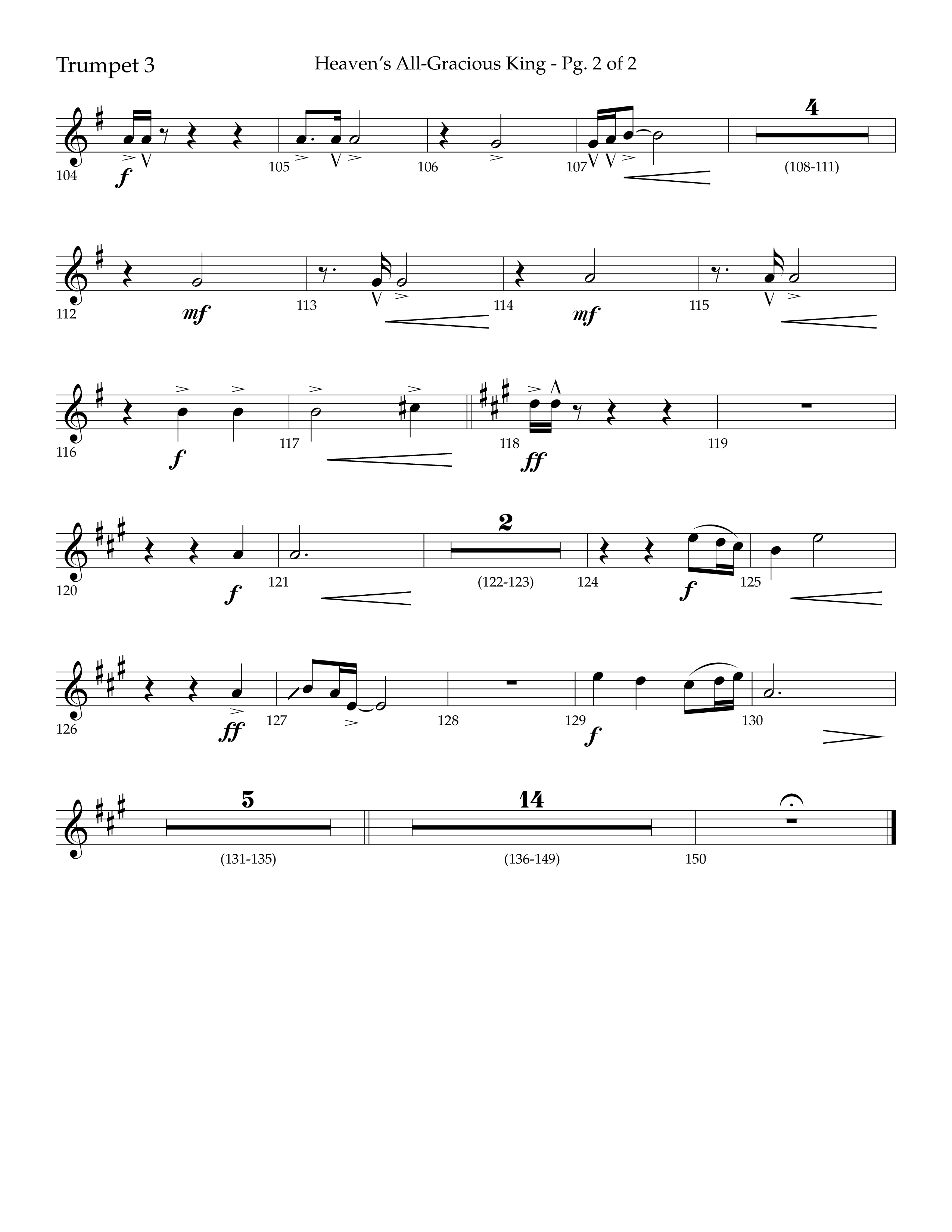 Heaven's All Gracious King (with It Came Upon A Midnight Clear, Away In A Manger, O Come O Come Emma (Choral Anthem SATB) Trumpet 3 (Lifeway Choral / Arr. John Bolin / Arr. Don Koch)