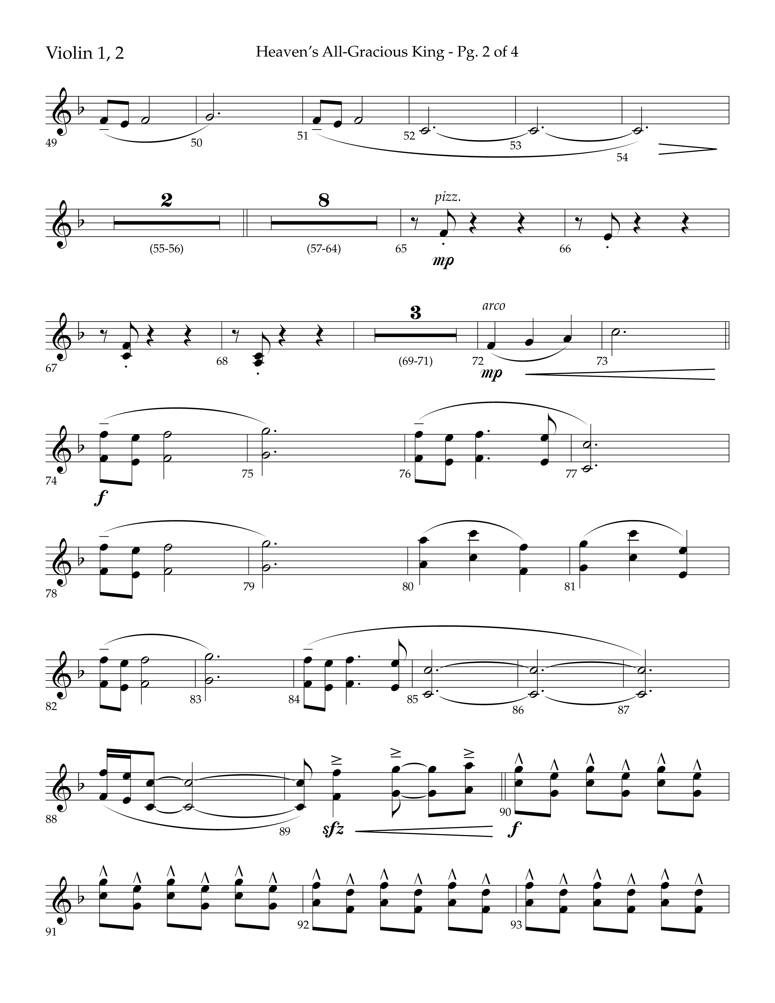 Heaven's All Gracious King (with It Came Upon A Midnight Clear, Away In A Manger, O Come O Come Emma (Choral Anthem SATB) Violin 1/2 (Lifeway Choral / Arr. John Bolin / Arr. Don Koch)