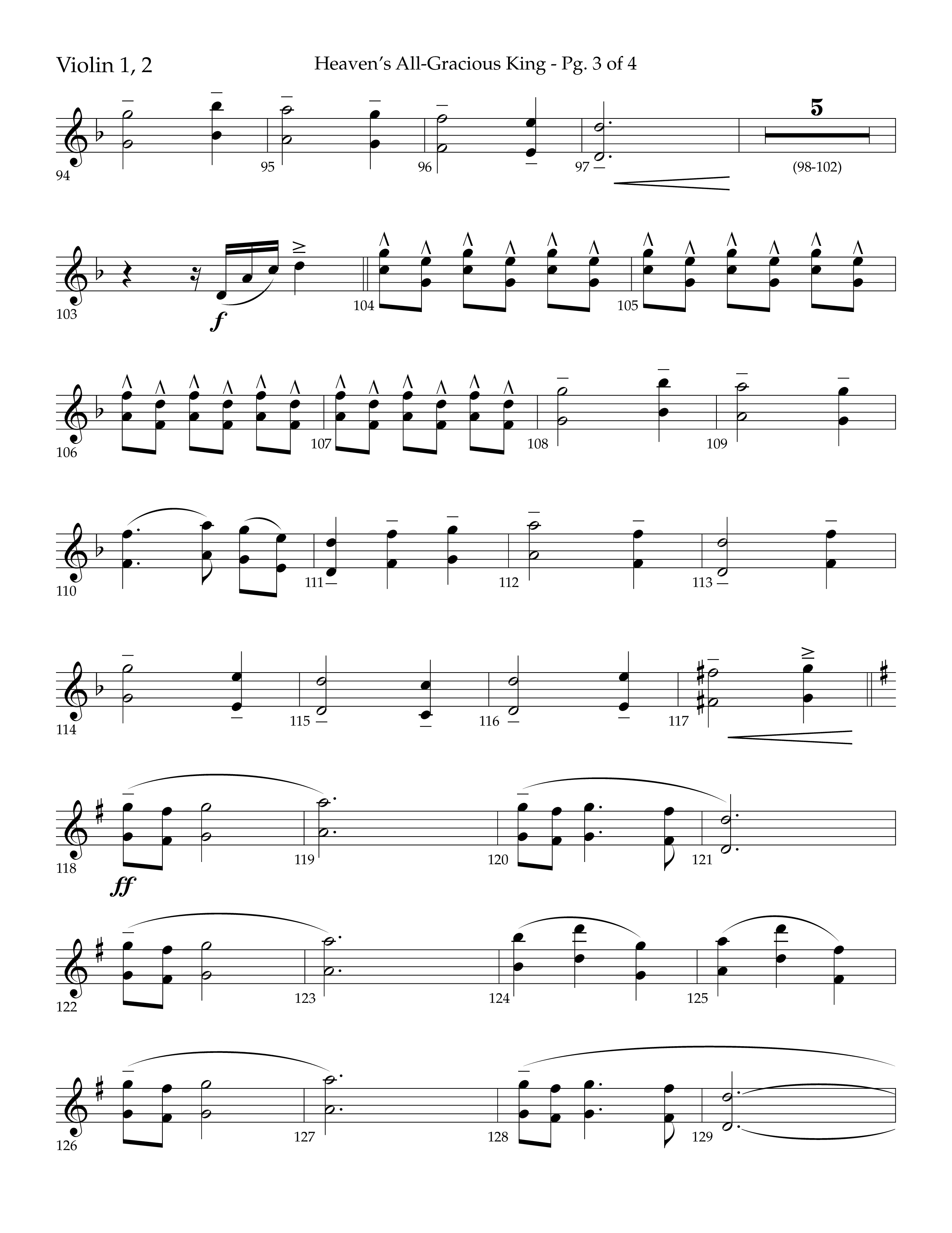Heaven's All Gracious King (with It Came Upon A Midnight Clear, Away In A Manger, O Come O Come Emma (Choral Anthem SATB) Violin 1/2 (Lifeway Choral / Arr. John Bolin / Arr. Don Koch)
