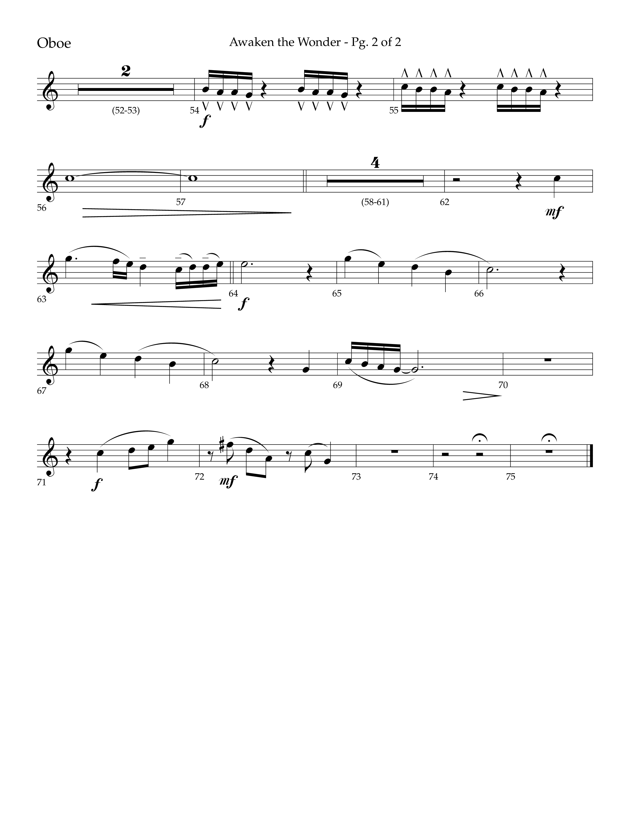 Awaken The Wonder (Choral Anthem SATB) Oboe (Lifeway Choral / Arr. John Bolin / Arr. Don Koch)