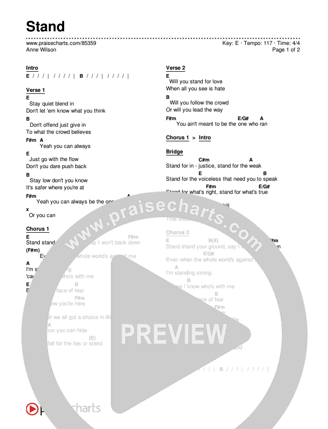 Stand Chords & Lyrics (Anne Wilson)